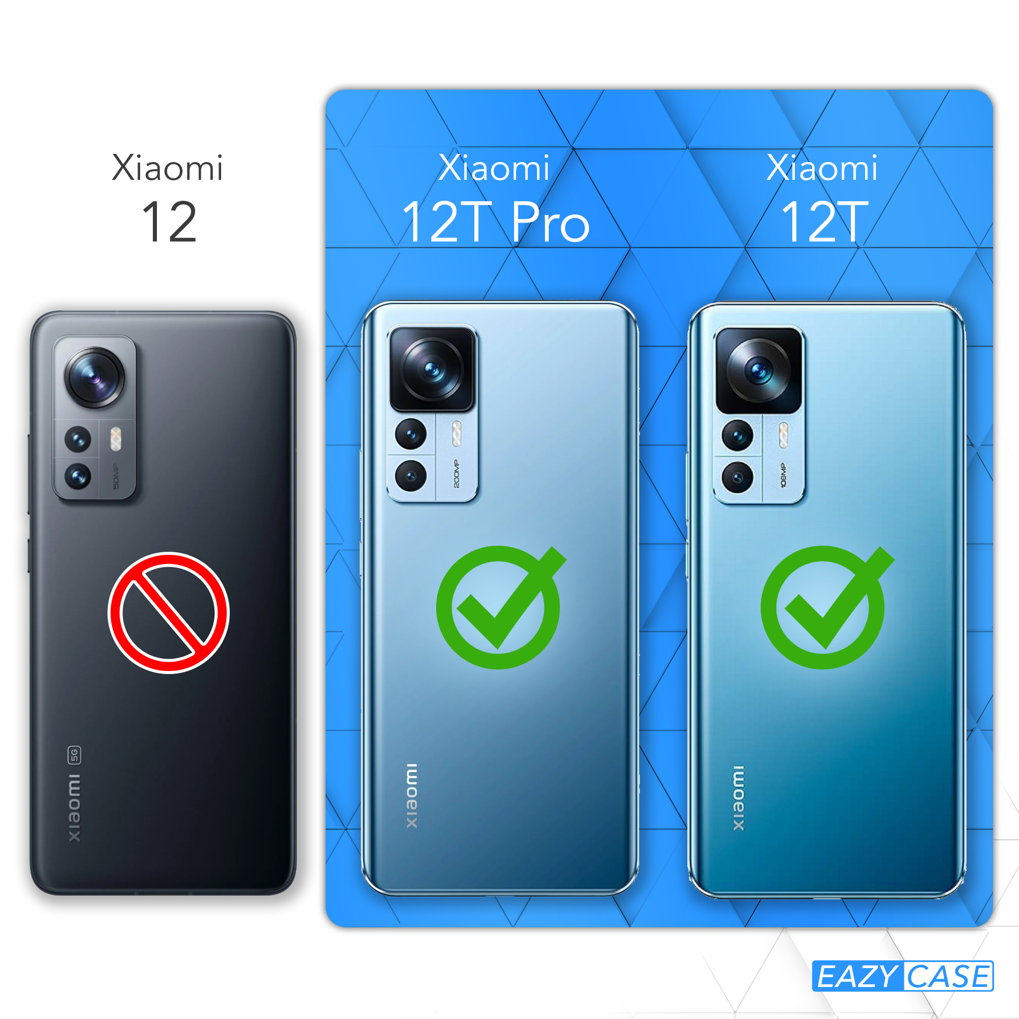 Drei Telefone, zwei mit Hüllen. Text: Xiaomi.