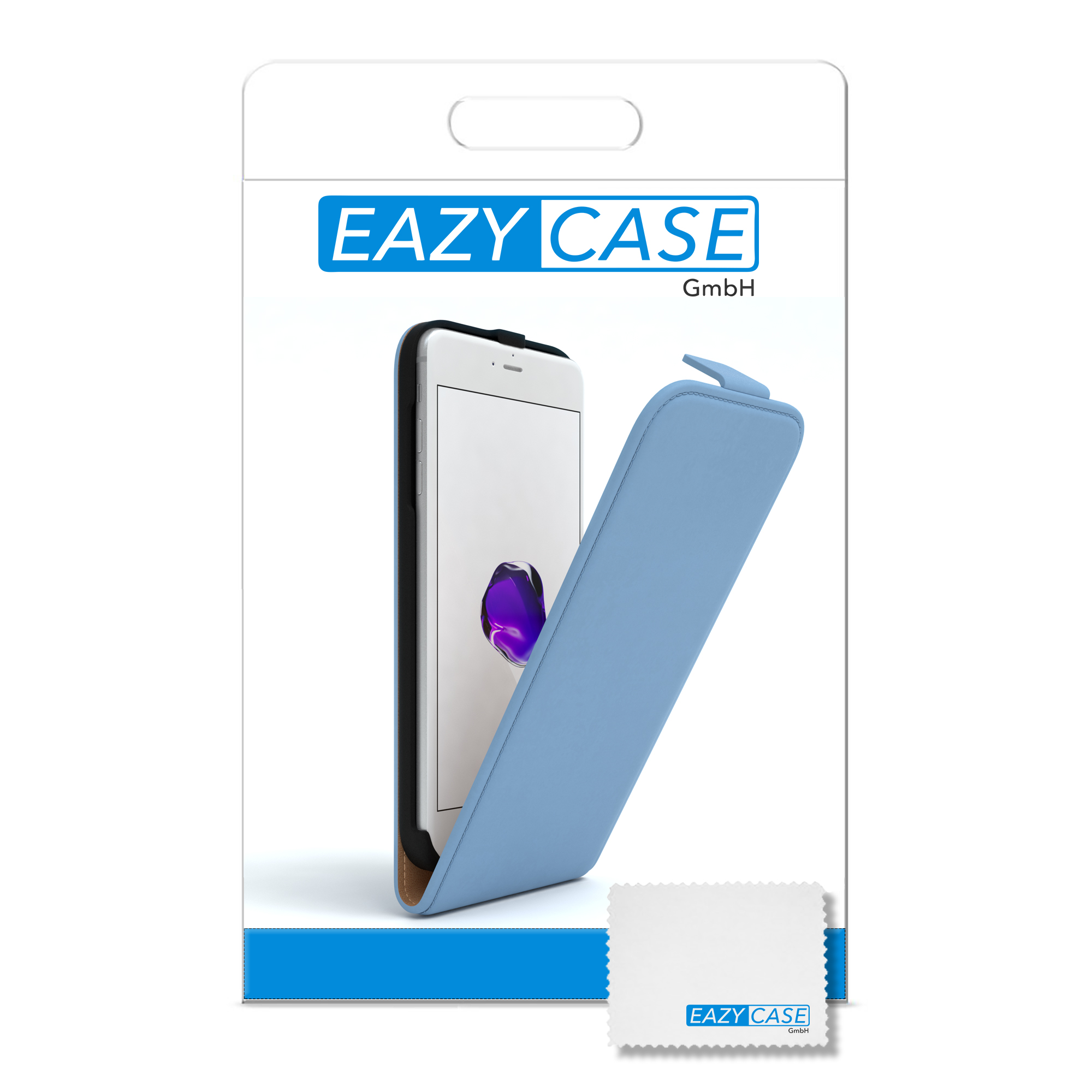 EAZY CASE 7 iPhone 8 Bookcover, Bookstyle Klapphülle Kartenfach, Hellblau Plus, Apple, / mit Plus
