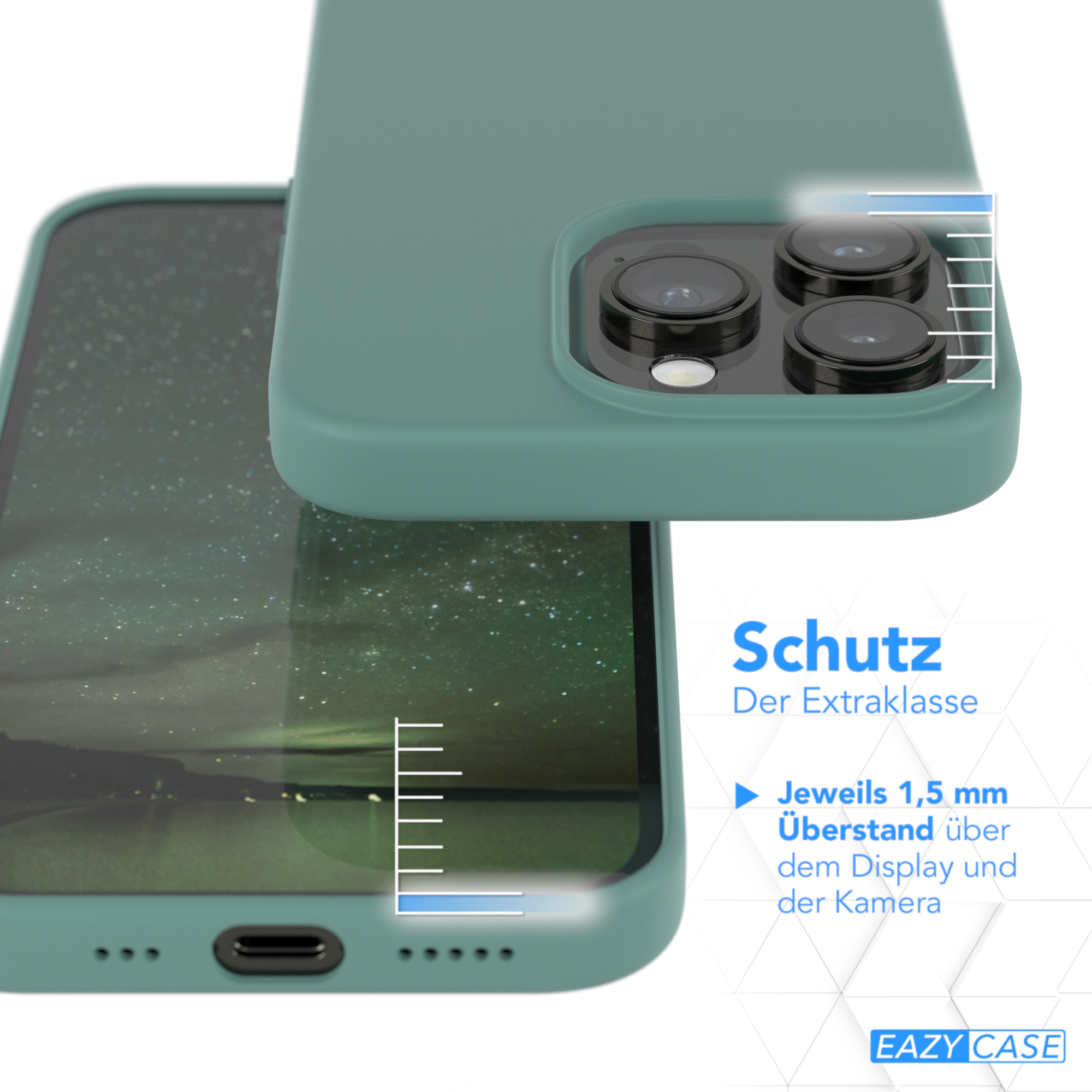 EAZY CASE Premium Silikon MagSafe, Pro, mit Handycase 14 Backcover, Apple, Dunkelgrün iPhone