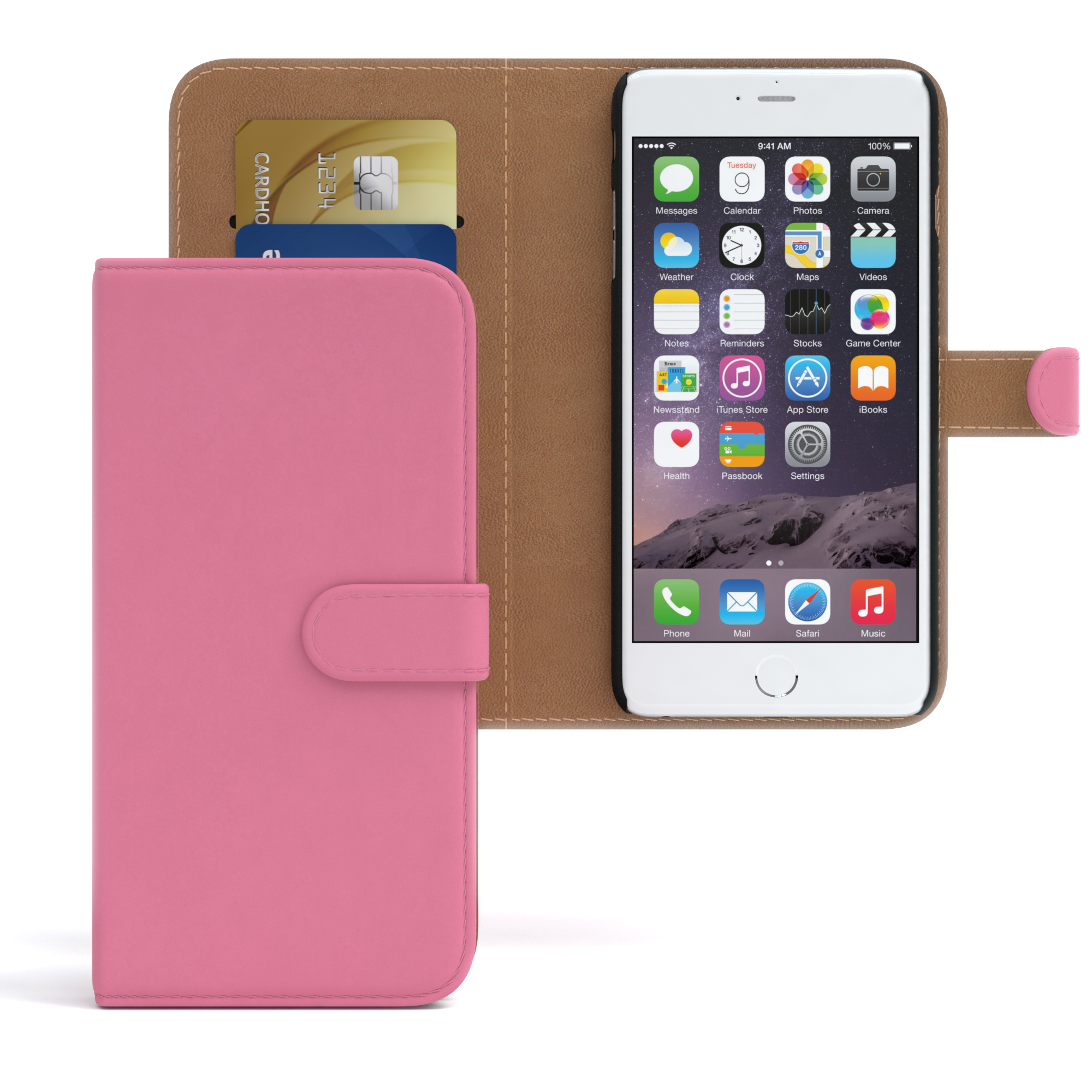 EAZY CASE Bookstyle Klapphülle Apple, / mit 6 Rosa 6S iPhone Plus, Plus Bookcover, Kartenfach