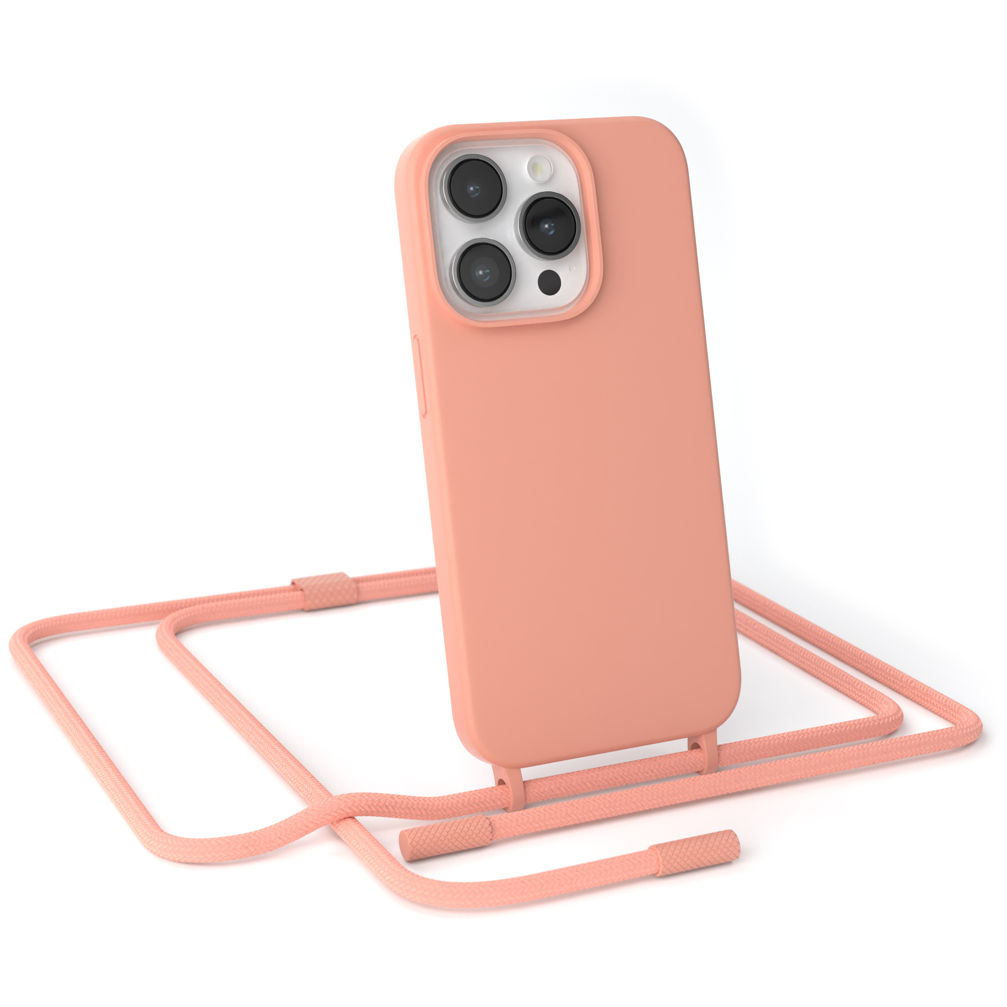 EAZY CASE Apple, Altrosa Coral iPhone Color, / Runde Full 14 Handykette Pro, Umhängetasche