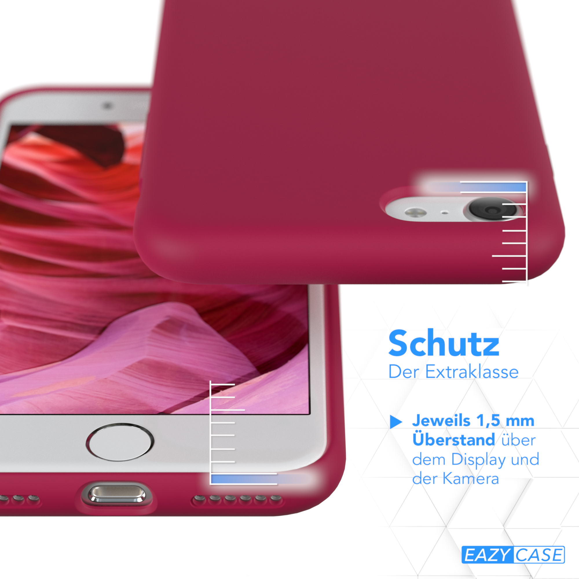 Rote Handyhülle mit Telefon, Display- und Kameraschutz.