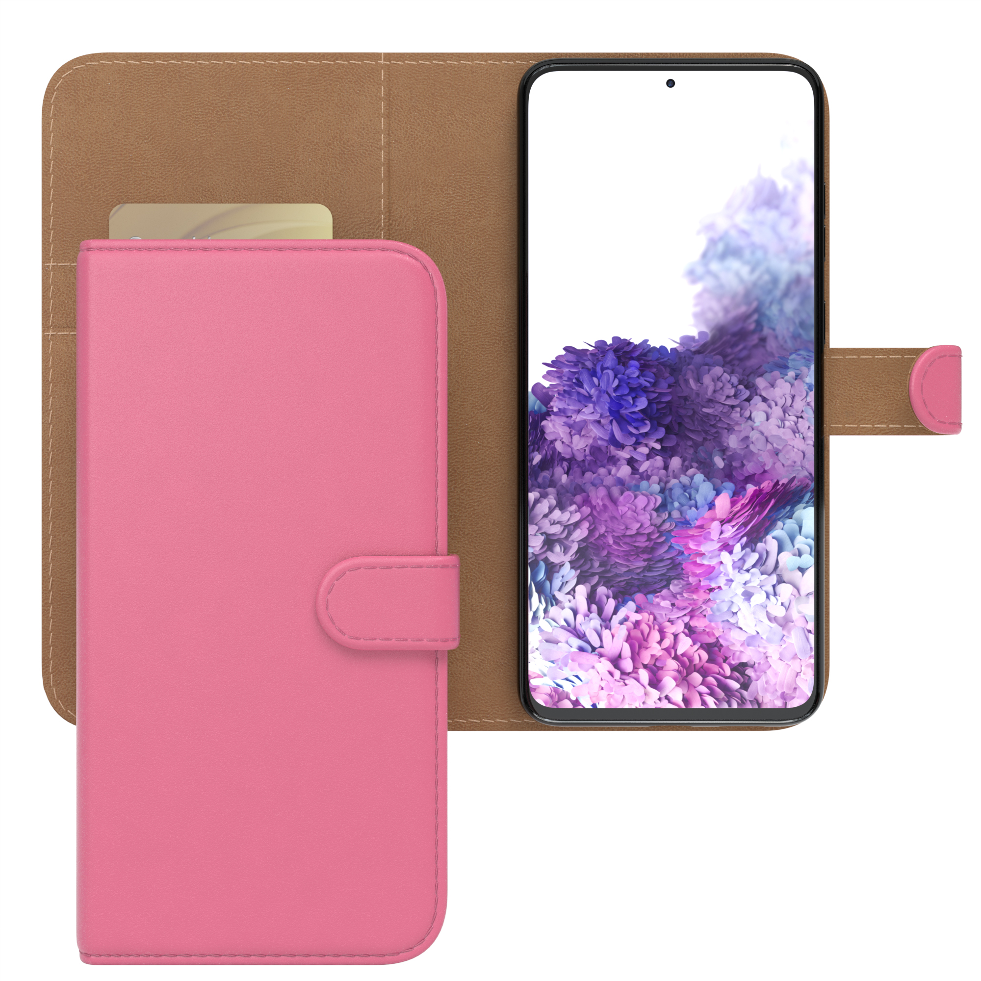 S20 Samsung, S20 Kartenfach, CASE 5G, Bookcover, Plus Galaxy Bookstyle EAZY / Klapphülle Pink mit Plus