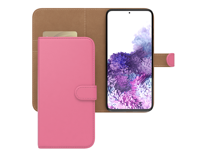 S20 Samsung, S20 Kartenfach, CASE 5G, Bookcover, Plus Galaxy Bookstyle EAZY / Klapphülle Pink mit Plus