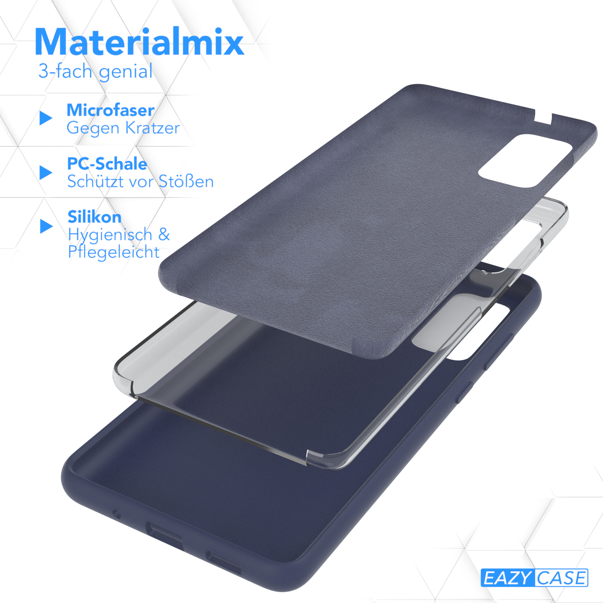Backcover, Blau / Silikon 5G, Galaxy CASE Handycase, / FE Premium Nachtblau S20 EAZY Samsung, S20 FE