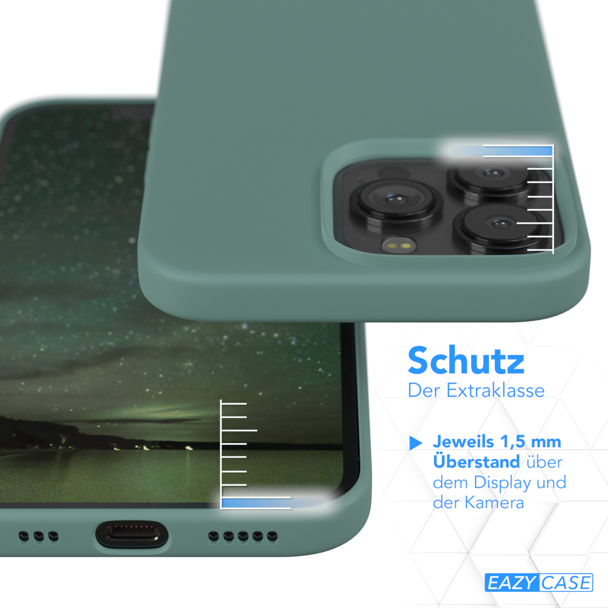 EAZY CASE Premium Silikon iPhone 13 Grün Pro, / Nachtgrün Handycase, Backcover, Apple