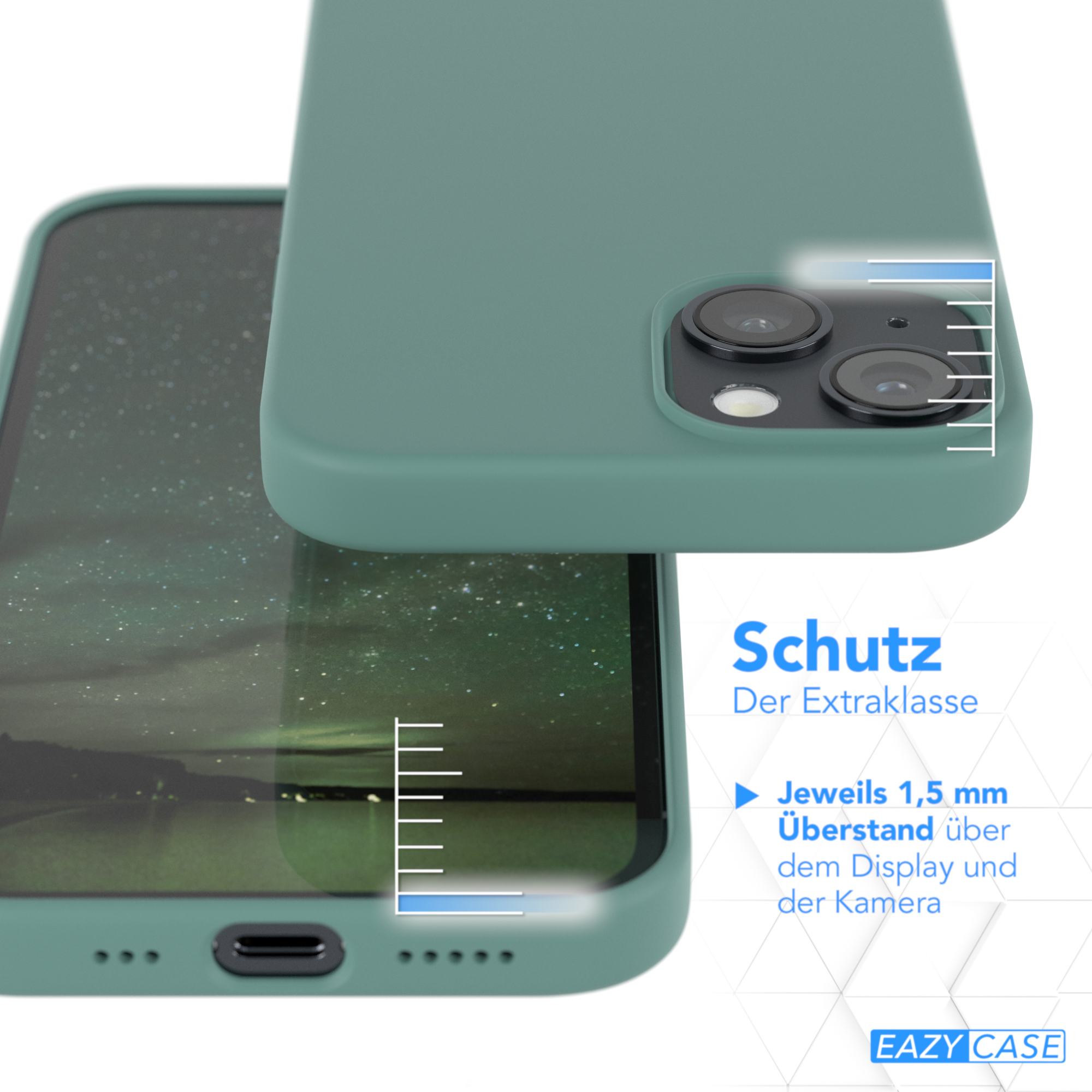 iPhone Silikon Premium 14, Backcover, Handycase CASE Apple, Dunkelgrün mit MagSafe, EAZY