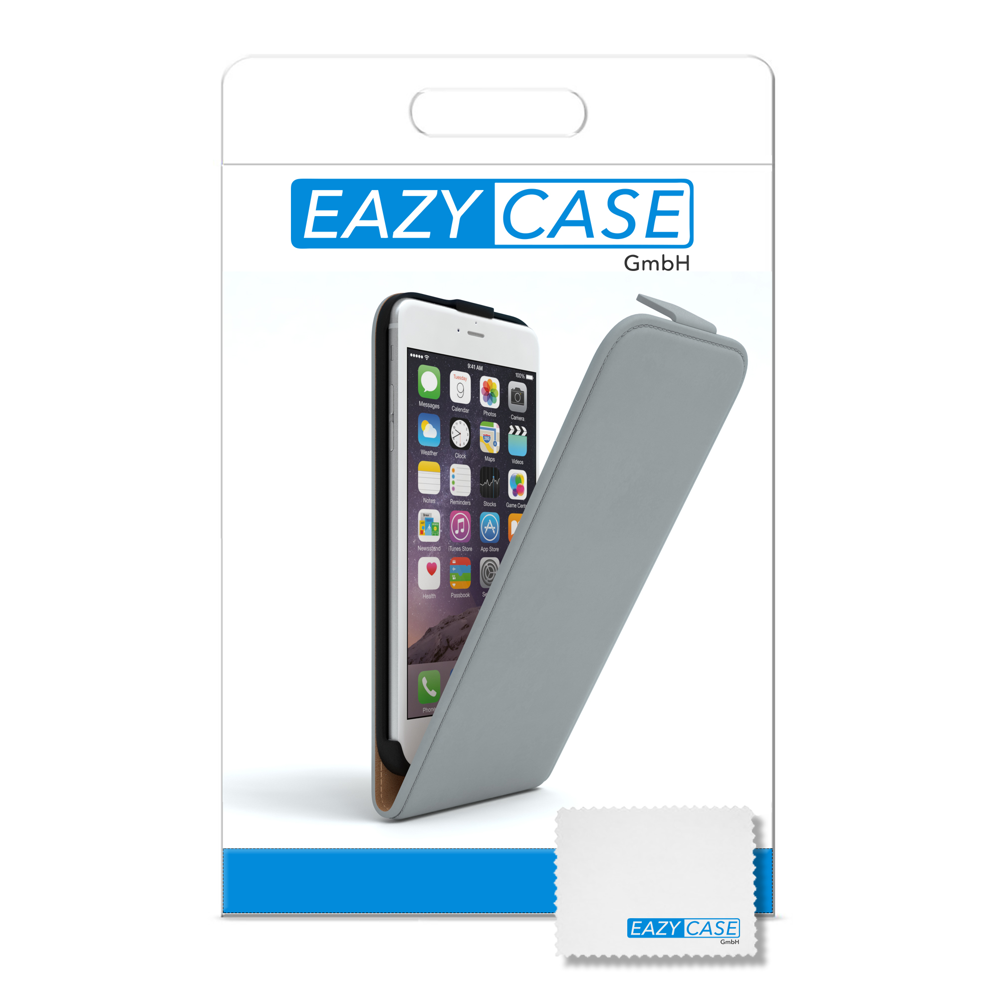 EAZY CASE Bookstyle Klapphülle Kartenfach, Plus mit 6S iPhone 6 Bookcover, Hellgrau / Plus, Apple