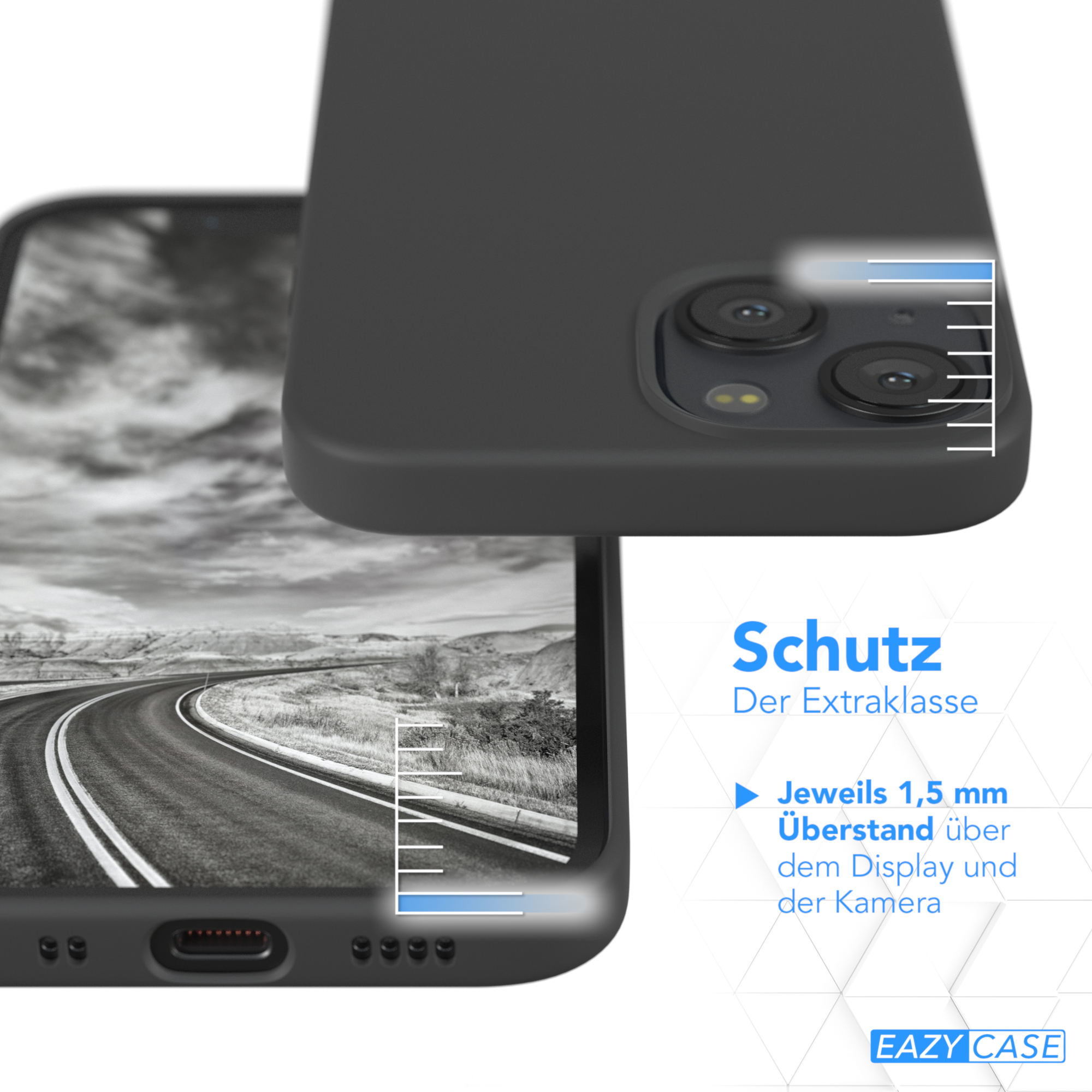 Handyhülle mit einem Schwarz-Weiß-Straßenbild auf einem Telefon, mit Schutzfunktionen.