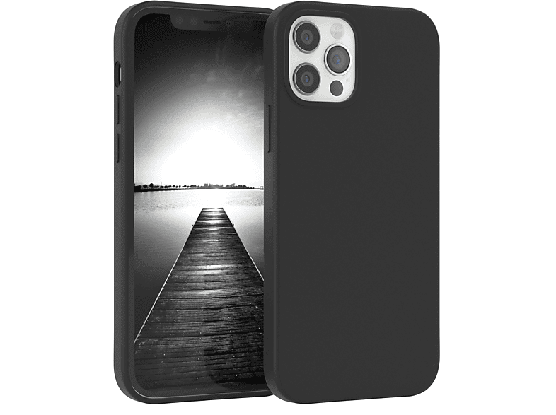 EAZY CASE Premium Silikon Handycase, Backcover, Apple, iPhone 12 / 12 Pro, Schwarz