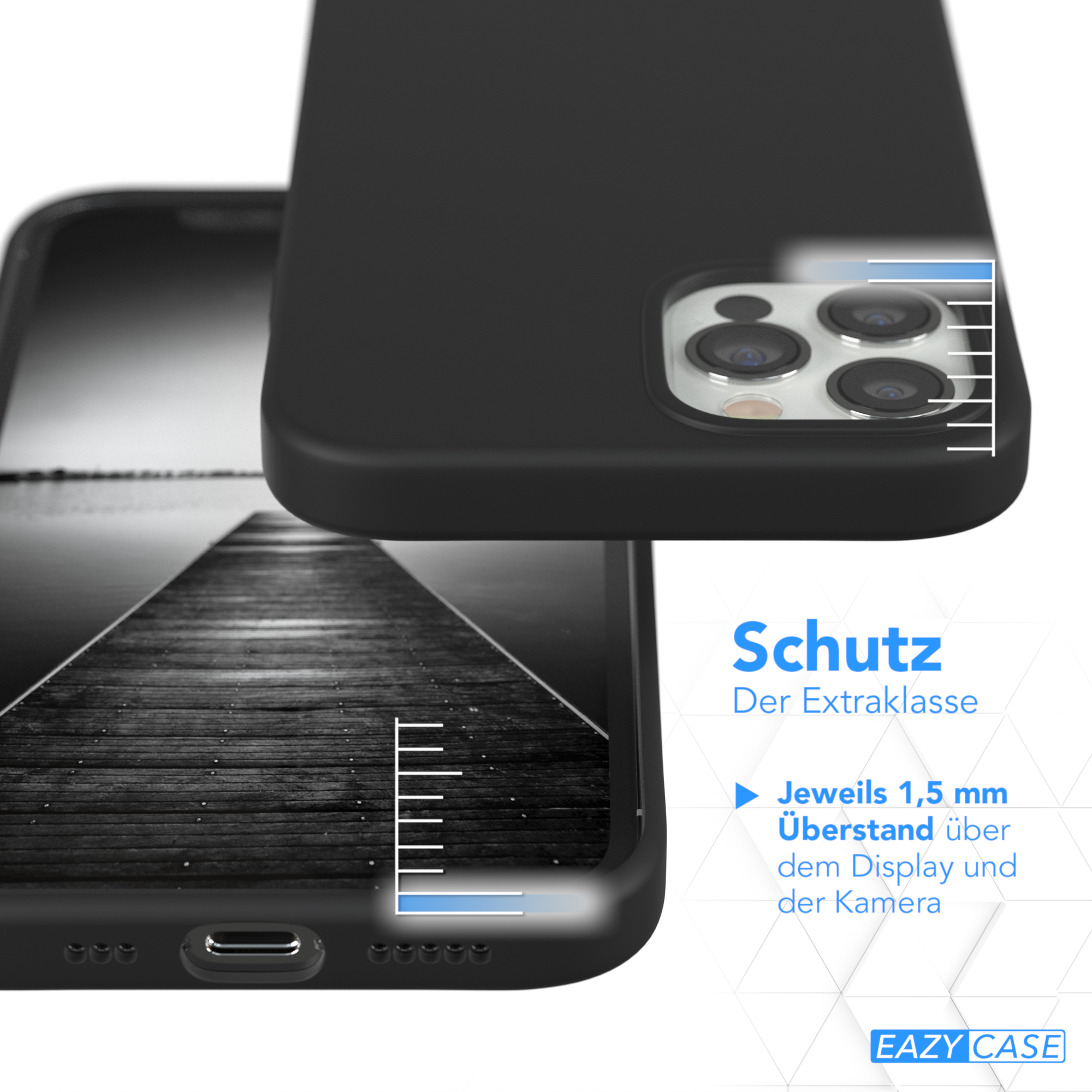12 EAZY iPhone Handycase, 12 Apple, Premium Silikon Pro, CASE / Schwarz Backcover,