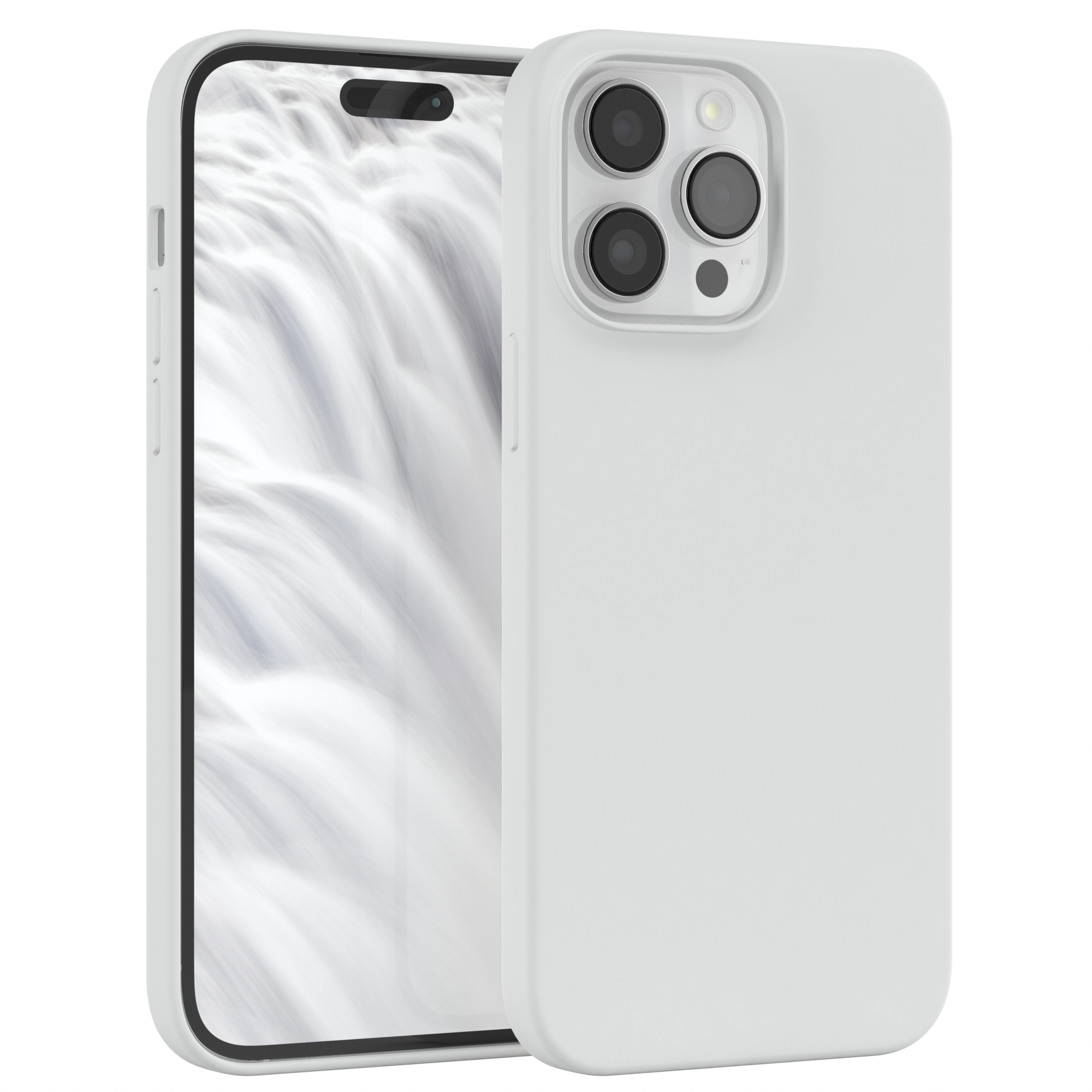 EAZY Premium CASE Handycase, Max, Apple, 14 iPhone Silikon Backcover, Pro Weiß