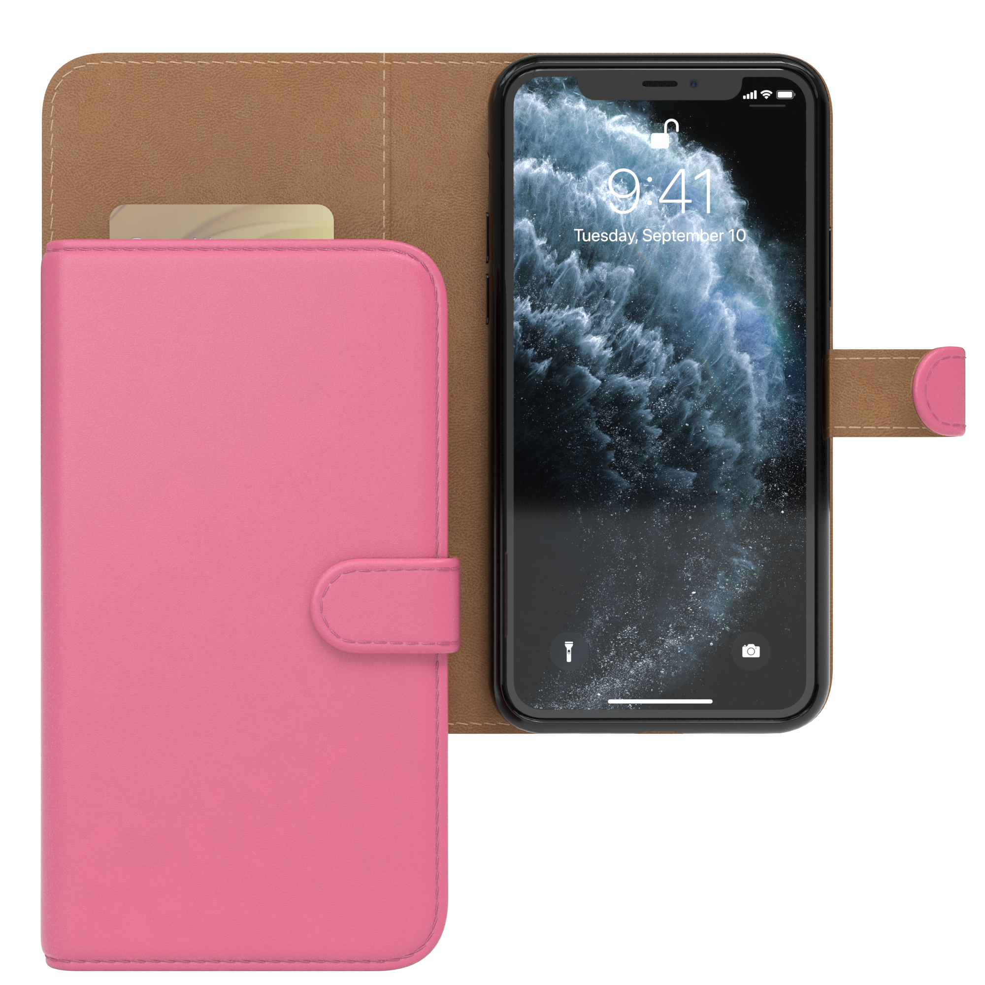 EAZY CASE iPhone Kartenfach, Bookcover, 11 Bookstyle Apple, Klapphülle Pink Pro, mit