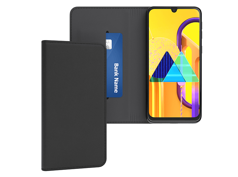 Kartenfach, Bookcover, M30s / CASE M21, mit Bookstyle Galaxy Schwarz Vintage Samsung, EAZY Klapphülle