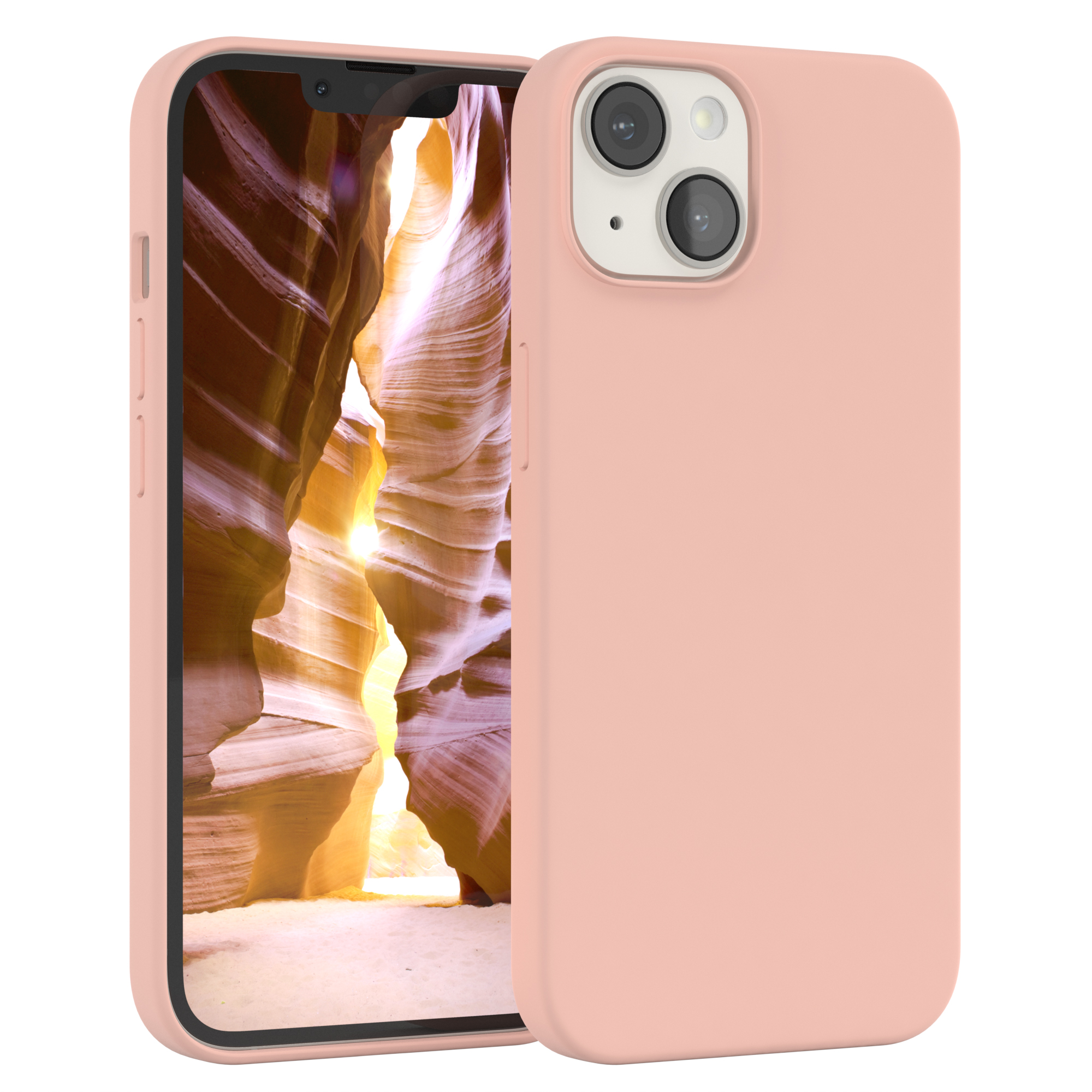 Rosa Handyhülle mit rosa Telefon. Hintergrund zeigt einen Canyon.