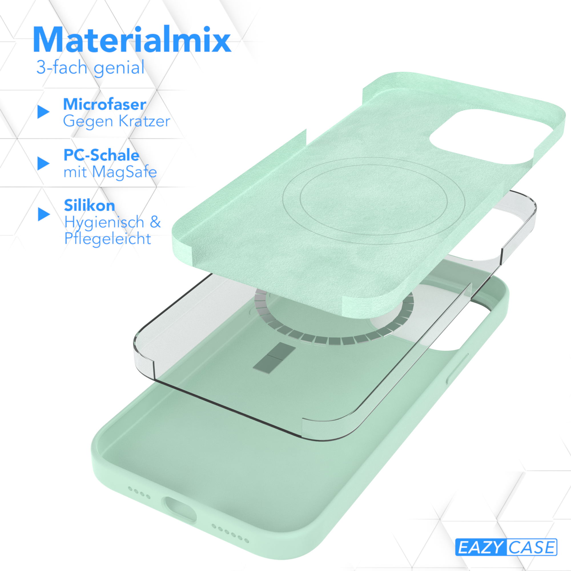 Backcover, Silikon Max, CASE Apple, MagSafe, mit 14 Grün Pro Mint EAZY Handycase Premium iPhone