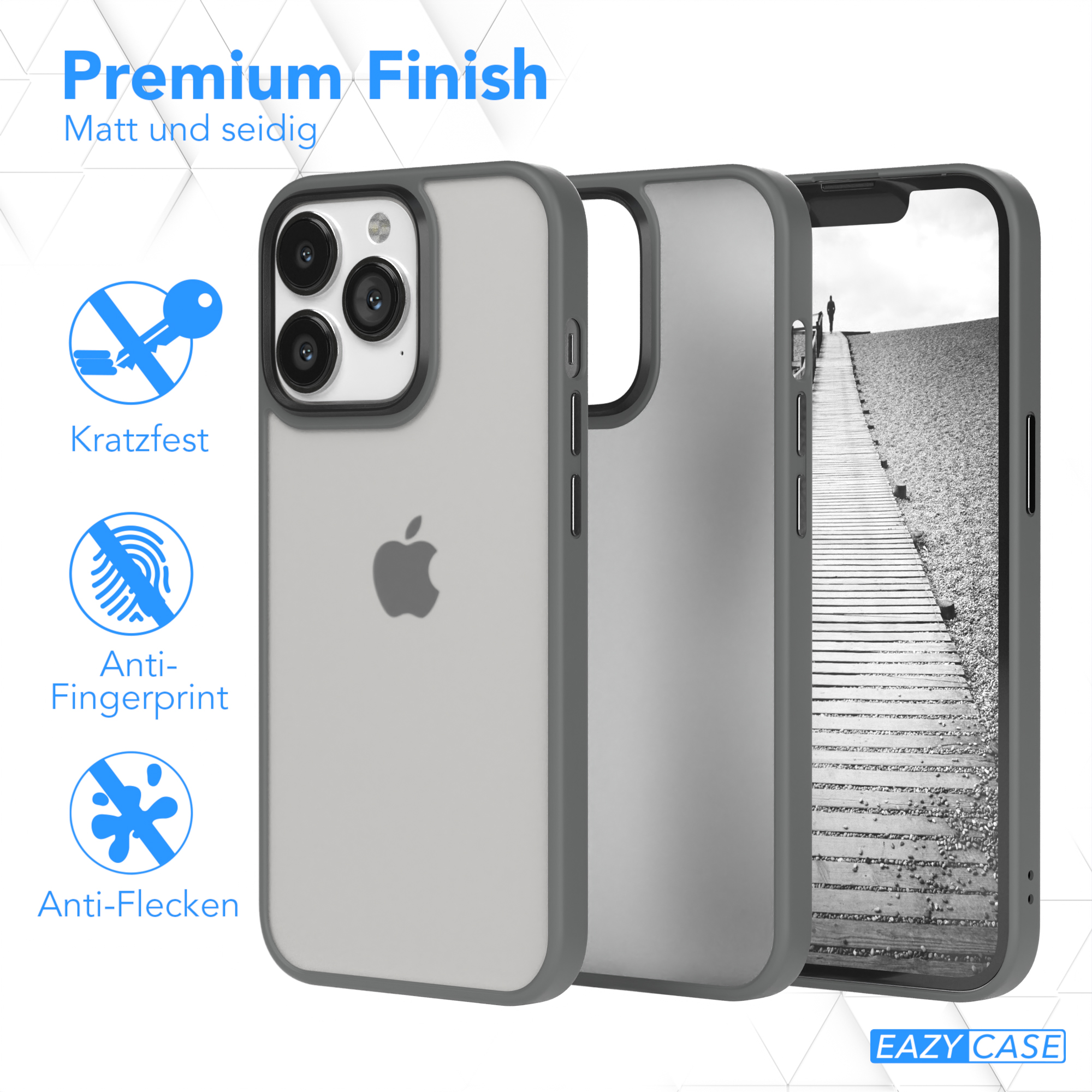 EAZY CASE Outdoor Case Matt, iPhone Apple, Backcover, 13 Pro, Grau
