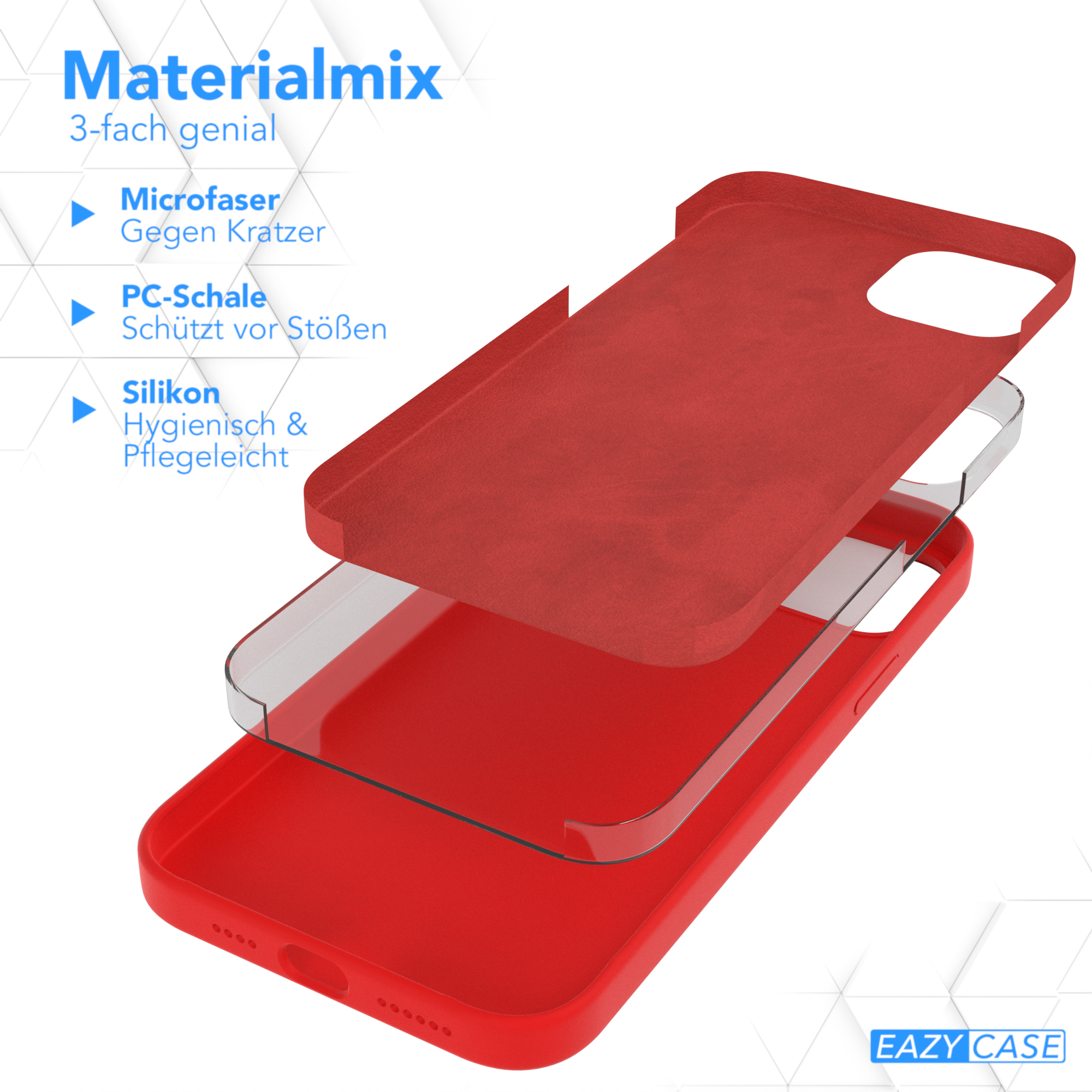 EAZY CASE Silikon 14 iPhone Handycase, Rot Plus, Apple, Premium Backcover