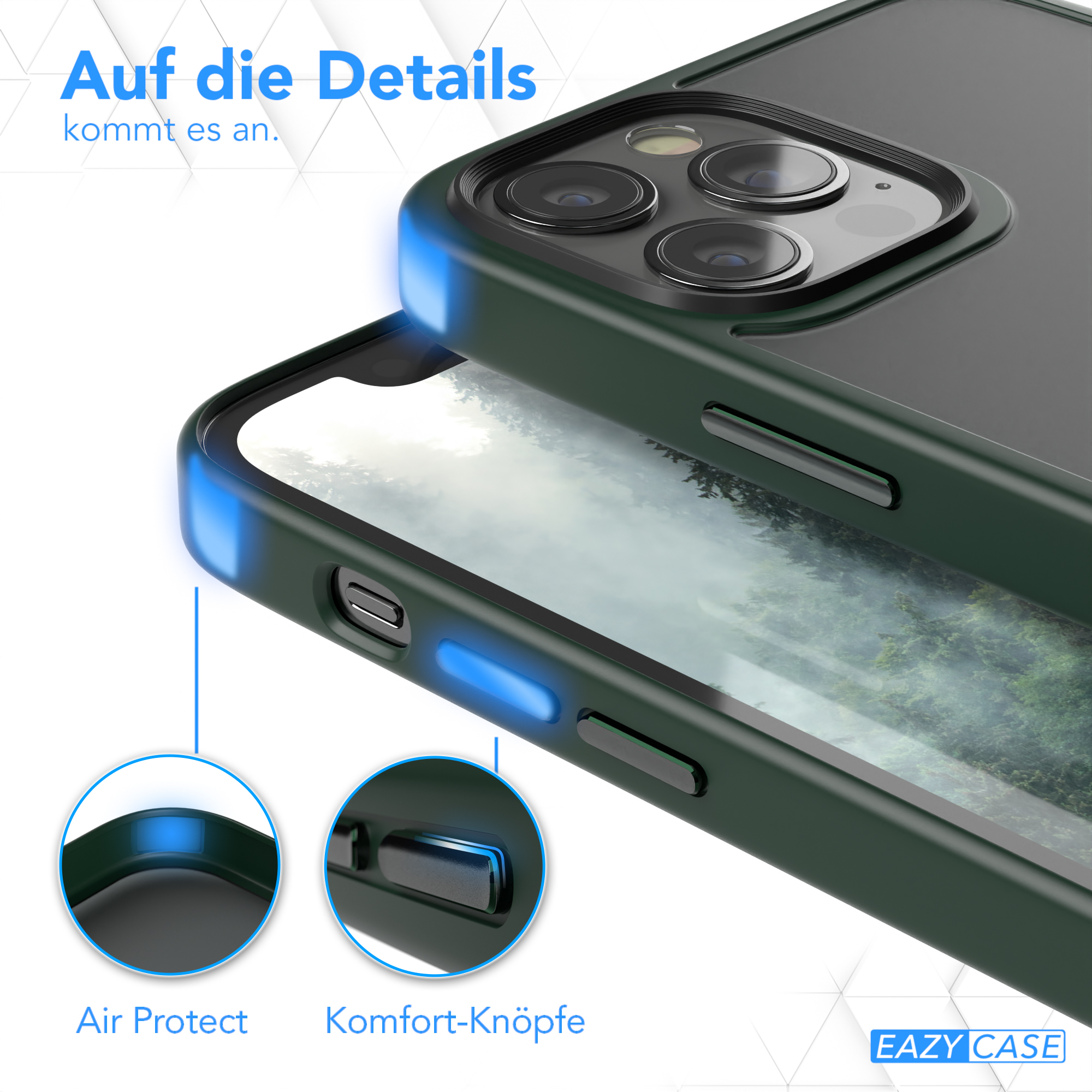 EAZY CASE Outdoor Backcover, Dunkel Grün Pro, iPhone 12 12 Apple, Case / Matt