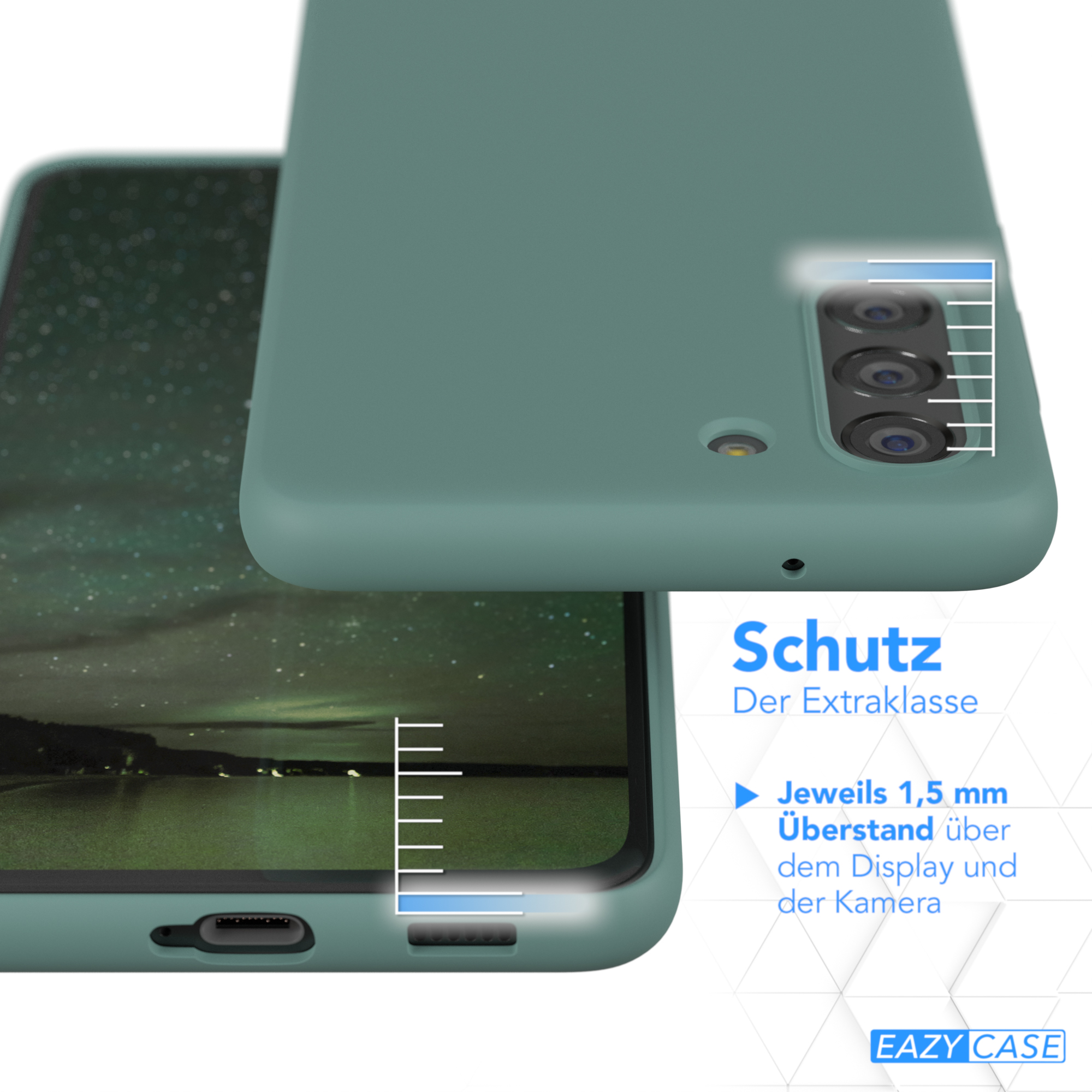 5G, Nachtgrün FE Premium Silikon Handycase, S21 CASE Grün Galaxy Backcover, Samsung, EAZY /