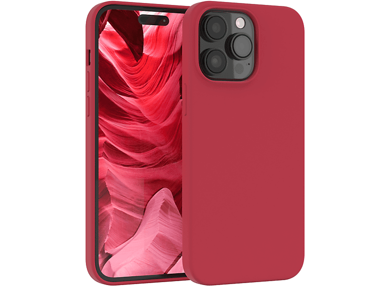 EAZY CASE Premium Silikon Handycase, Backcover, Apple, iPhone 14 Pro Max, Rot / Beere