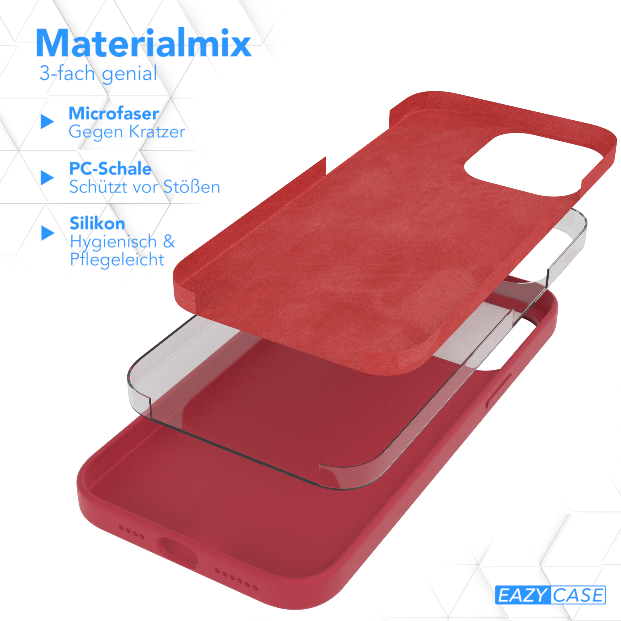 EAZY CASE Max, / 14 Pro iPhone Rot Apple, Backcover, Beere Silikon Premium Handycase