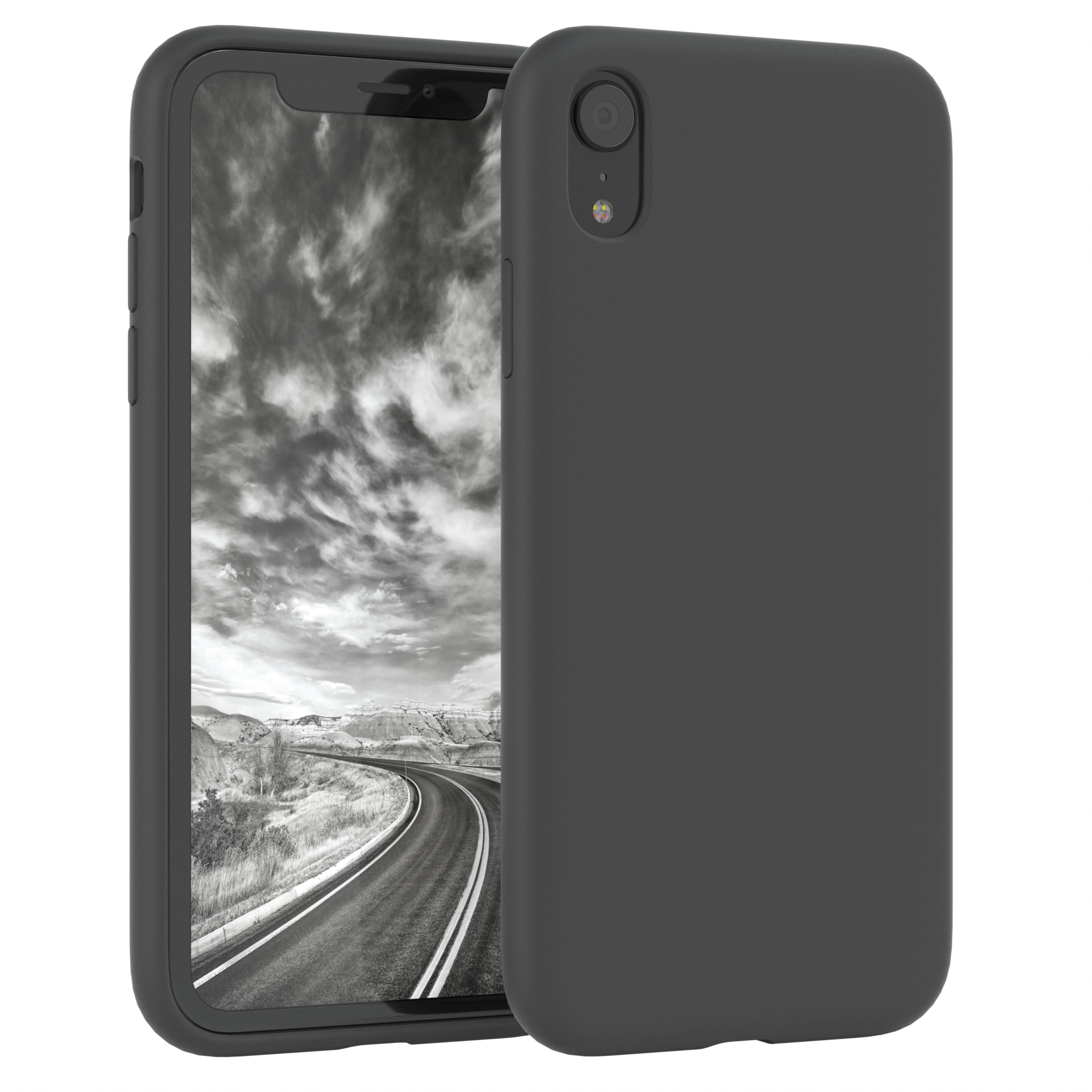 Silikon EAZY Backcover, XR, Handycase, Apple, iPhone Anthrazit Premium Grau CASE