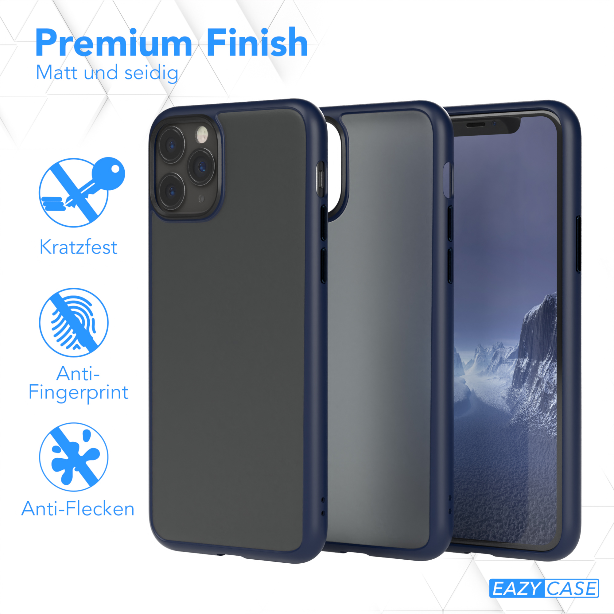 EAZY CASE Outdoor 11 Case Backcover, Blau Matt, iPhone / Apple, Pro, Nachtblau