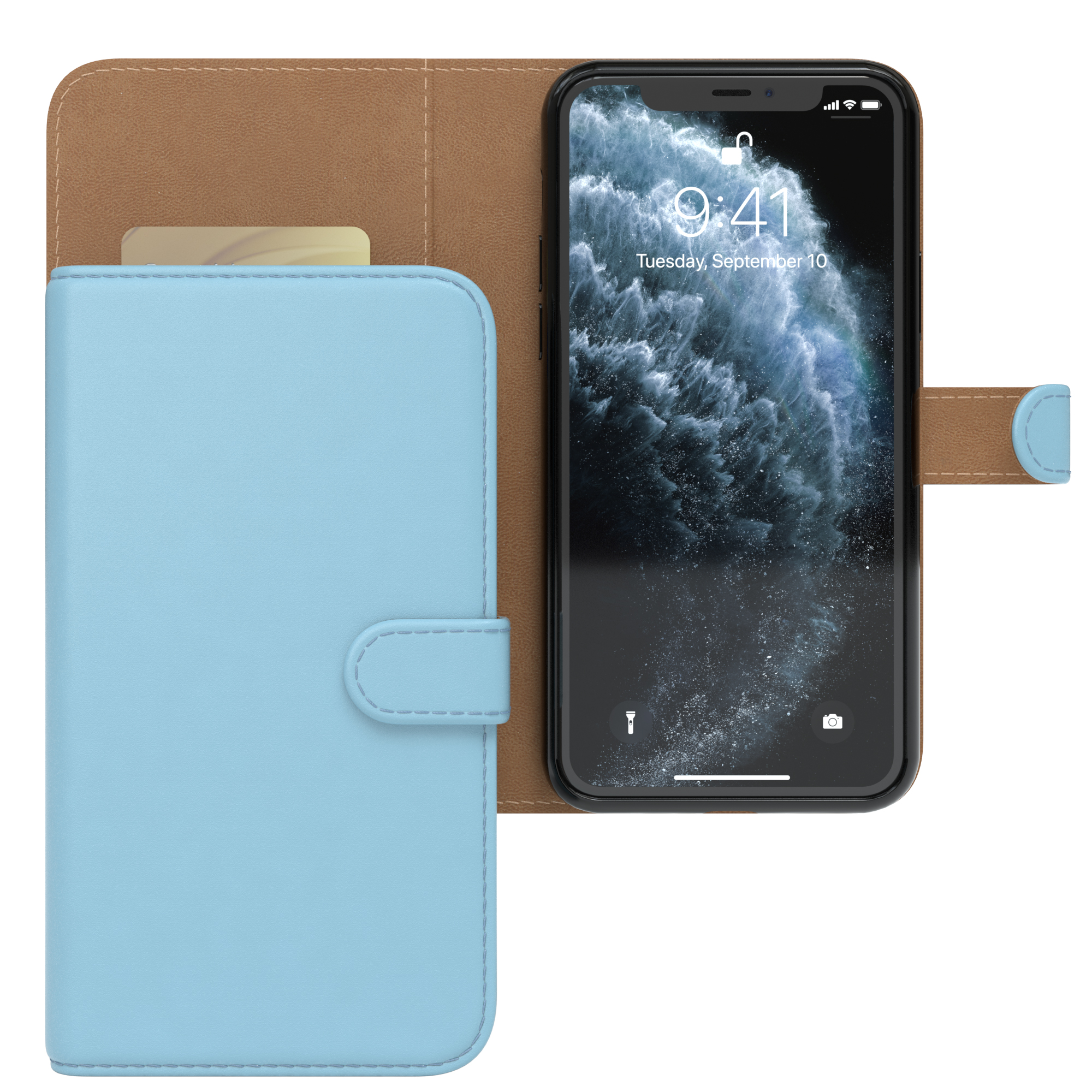 EAZY CASE 11 Apple, Kartenfach, mit Orange Bookcover, iPhone Klapphülle Bookstyle Pro