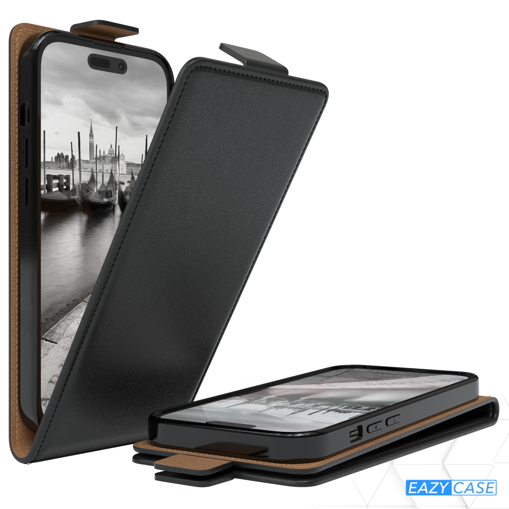 EAZY CASE Flipcase, 14 Schwarz iPhone Flip Pro, Cover, Apple