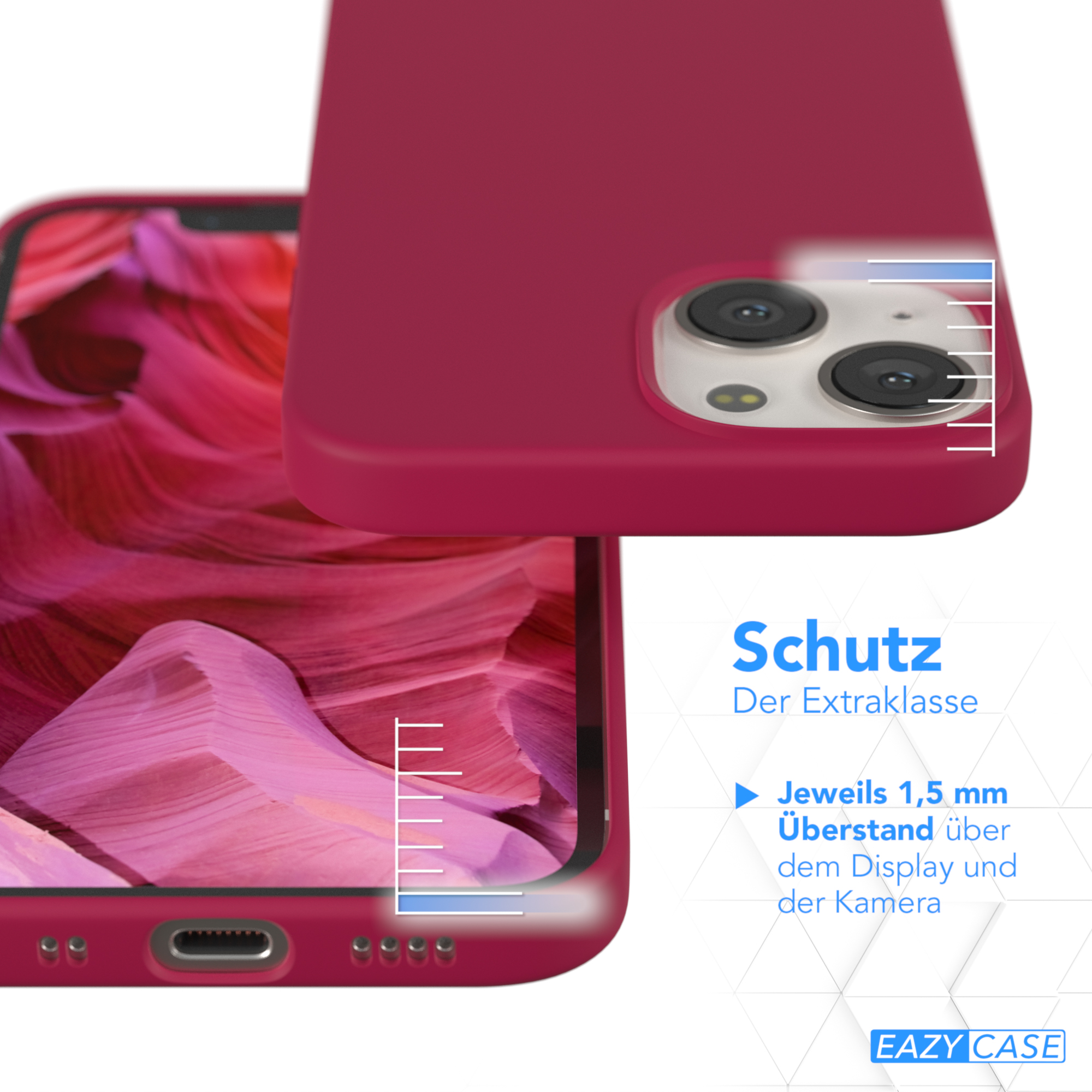 EAZY CASE Handycase, Silikon Premium Backcover, 13 Rot Mini, iPhone Beere Apple, 