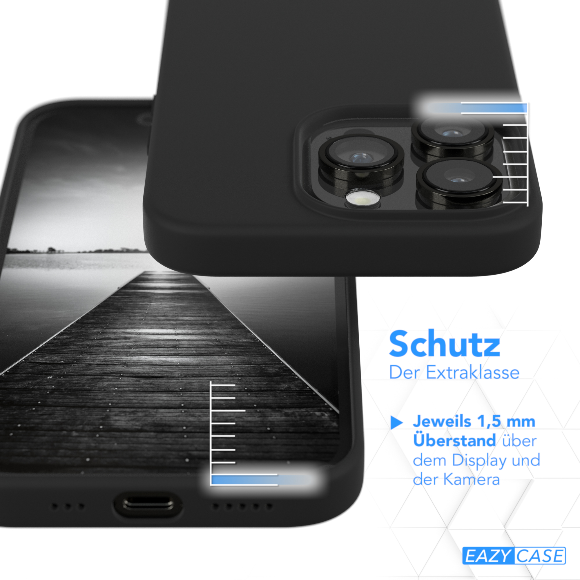 EAZY CASE Premium Silikon Handycase, Pro, Schwarz iPhone Apple, Backcover, 14