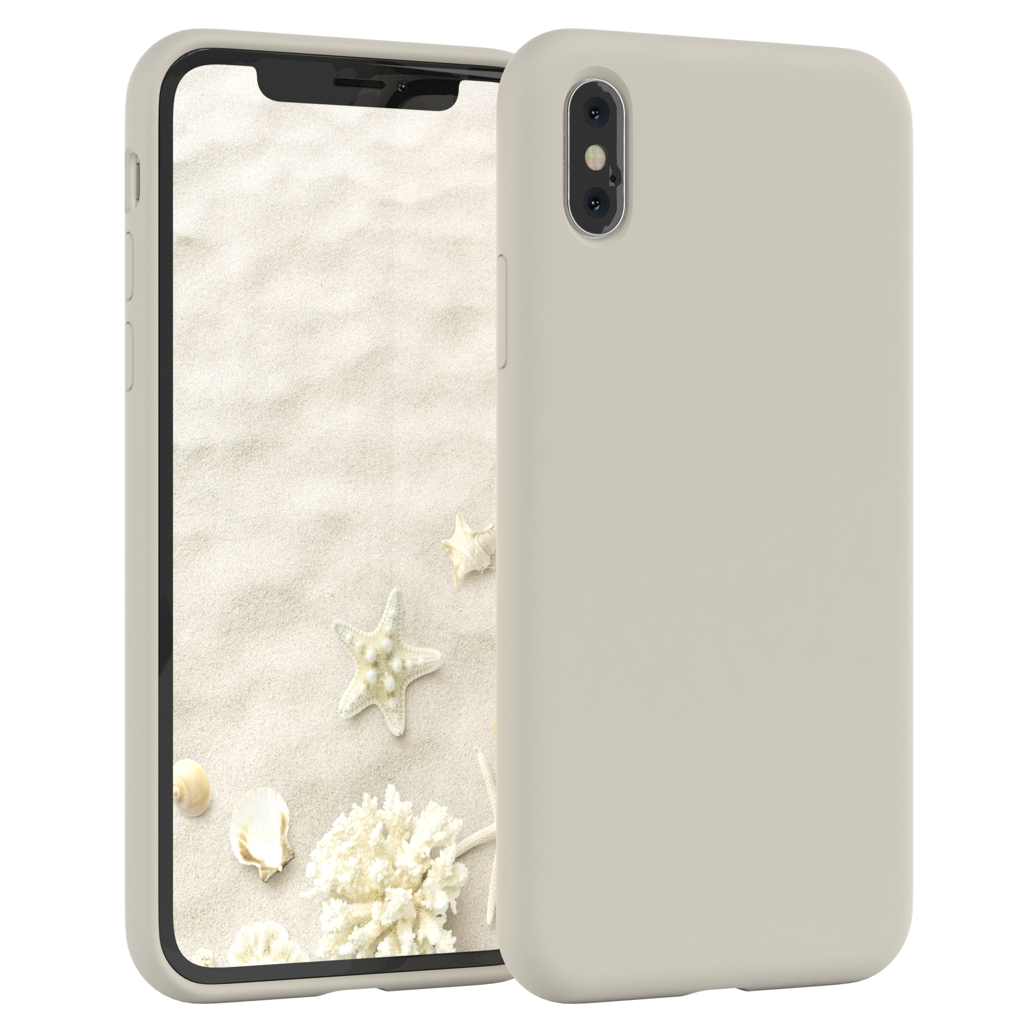 EAZY CASE Premium Silikon Handycase, Apple, Backcover, Max, iPhone XS Beige Taupe 