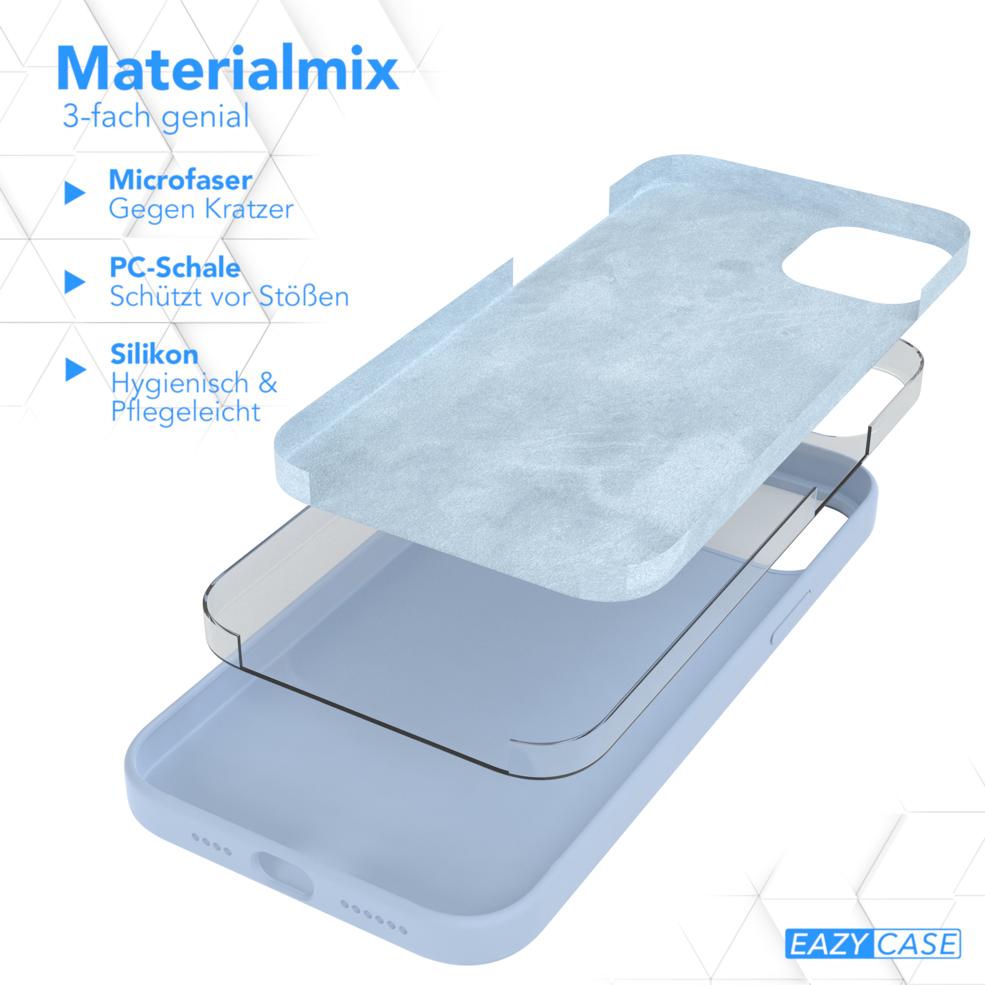 Explosionsansicht einer Handyhülle, die ihre verschiedenen Schichten zeigt.
