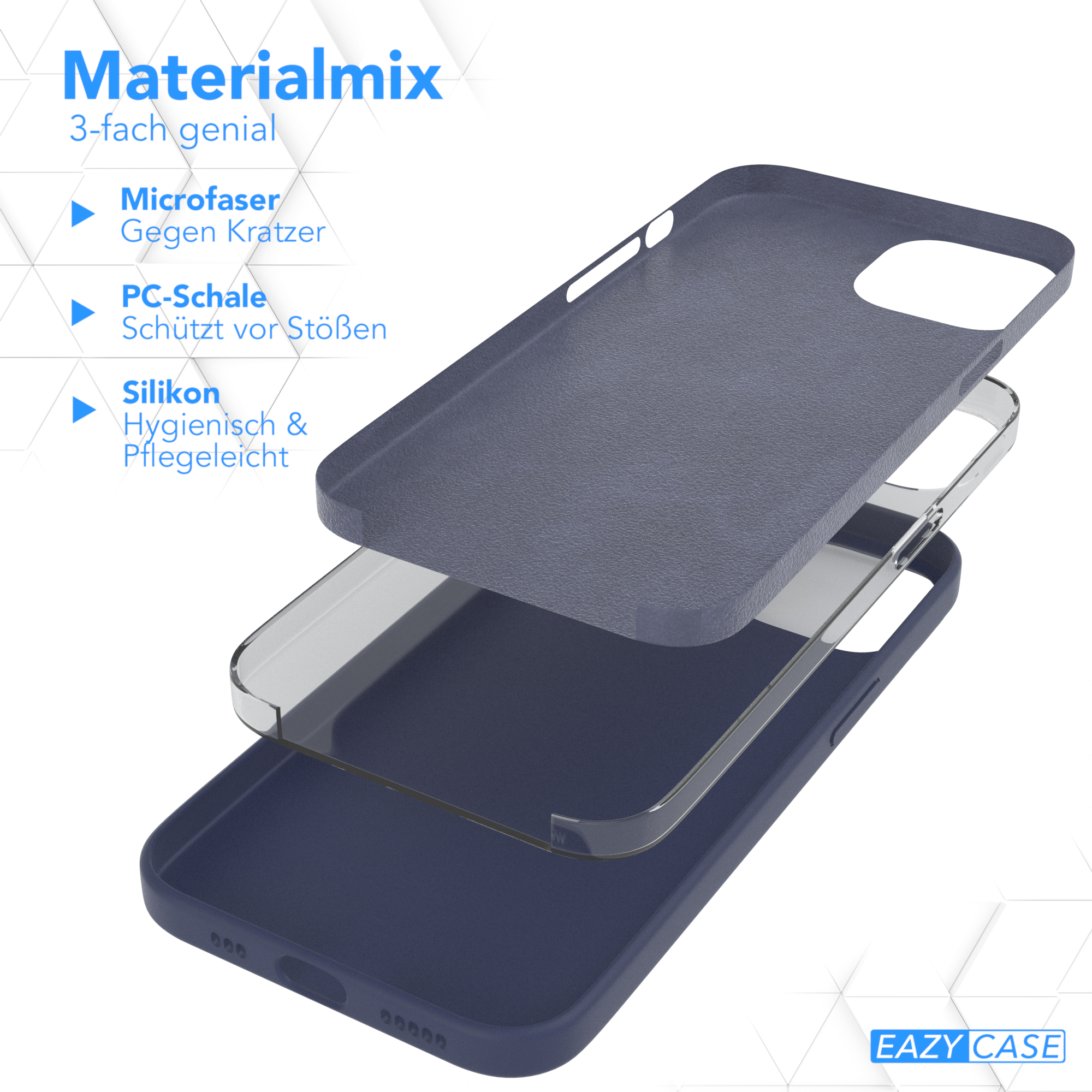 EAZY CASE Premium Silikon Nachtblau Backcover, Apple, 13, Handycase, / iPhone Blau