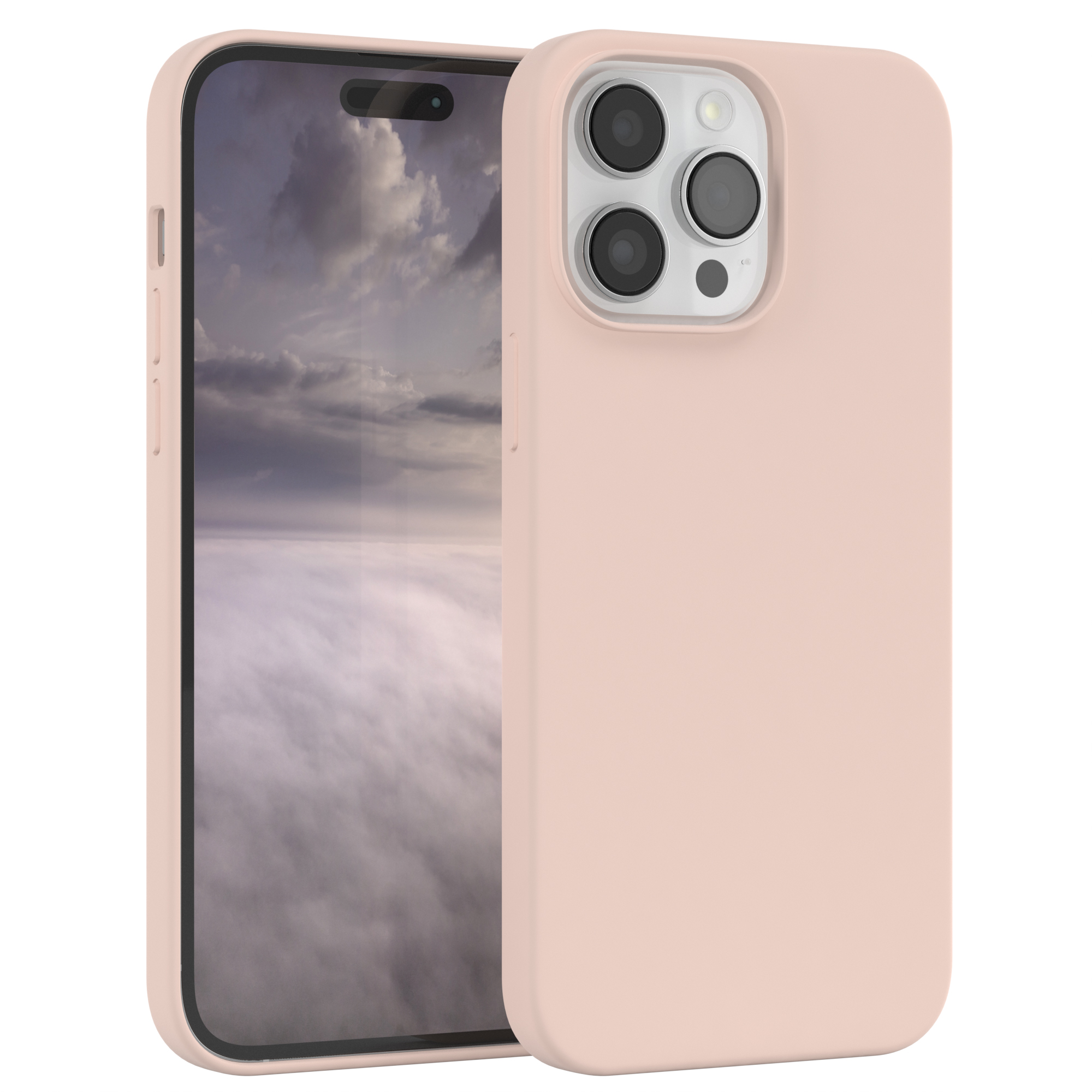 Zwei Telefone mit Hüllen. Die Hülle ist hellrosa. Ein Telefon hat einen weißen Hintergrund.