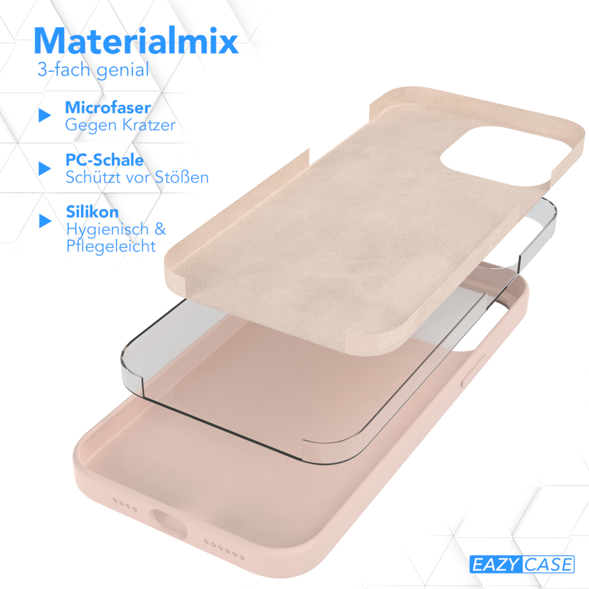 14 Handycase, Max, Premium EAZY Apple, Backcover, CASE Pro Silikon Braun Rosa iPhone
