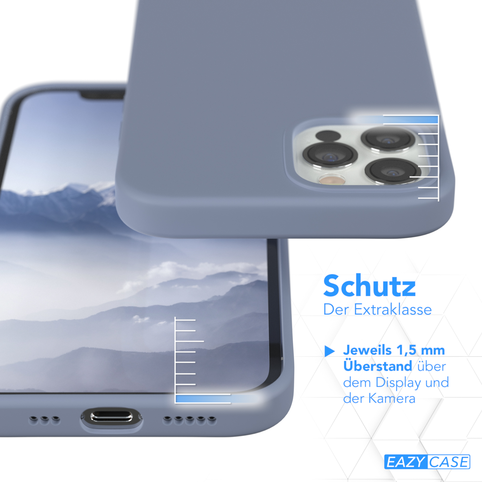 EAZY CASE Premium Silikon Handycase, Backcover, Eis iPhone 12 / 12 Pro, Apple, Blau