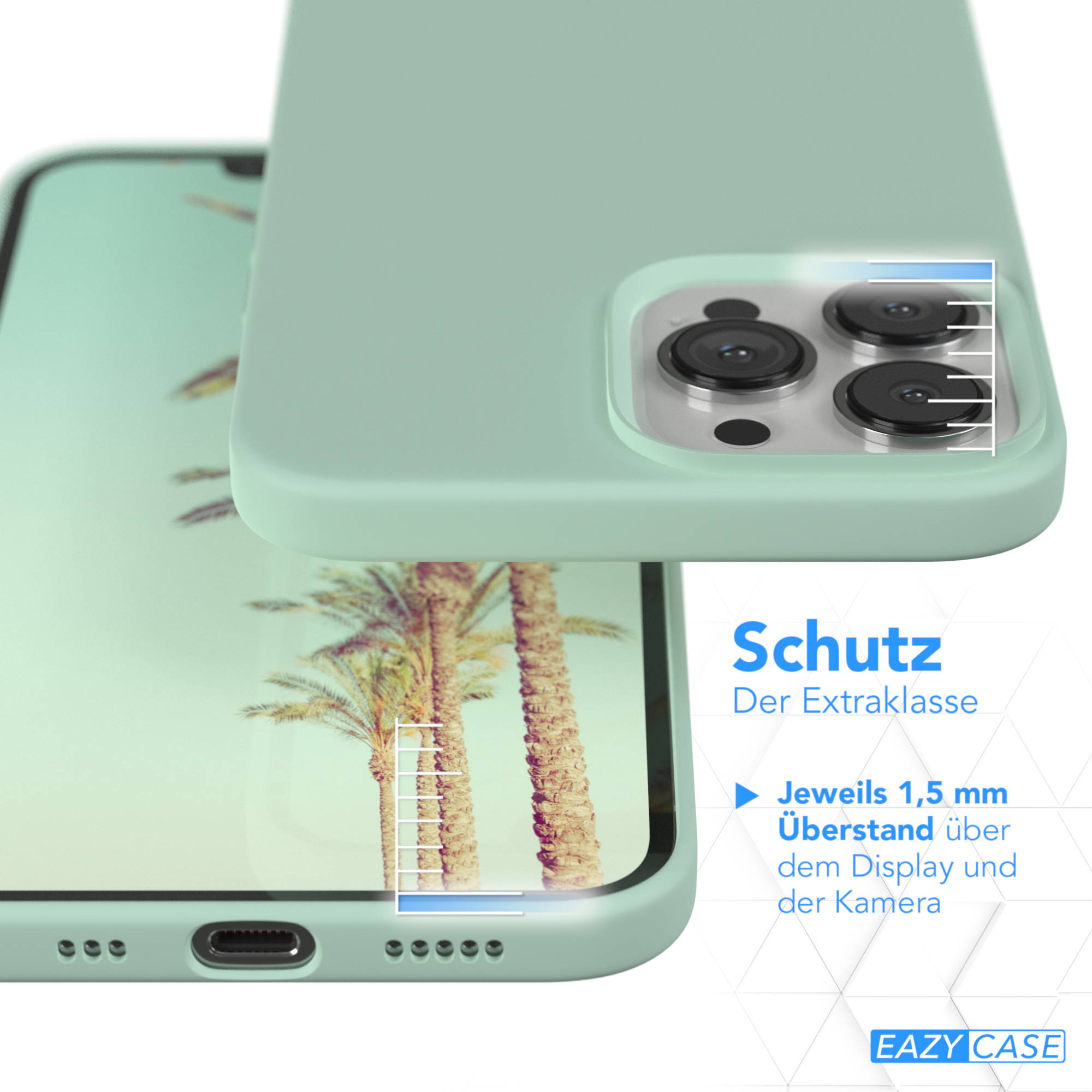 EAZY Pro Grün Silikon Max, CASE Apple, Premium Backcover, Handycase, Mint iPhone 13