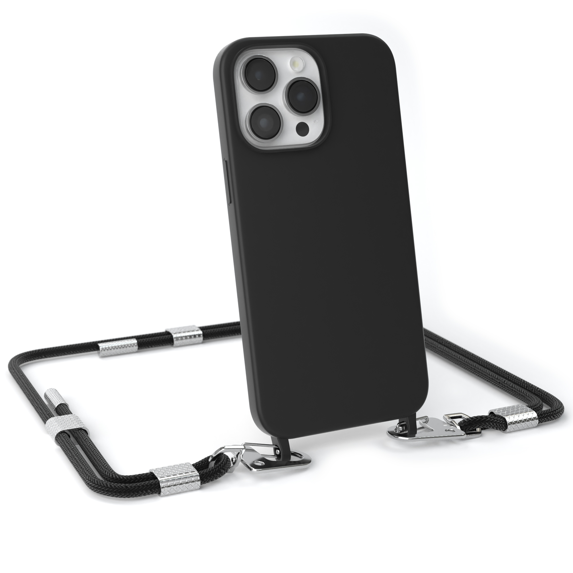 Max, Apple, Karabiner, Handykette CASE Umhängetasche, Schwarz Runde iPhone mit Pro 14 EAZY