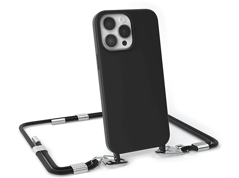 EAZY CASE Runde Pro Max, mit Umhängetasche, Apple, iPhone Karabiner, 14 Schwarz Handykette