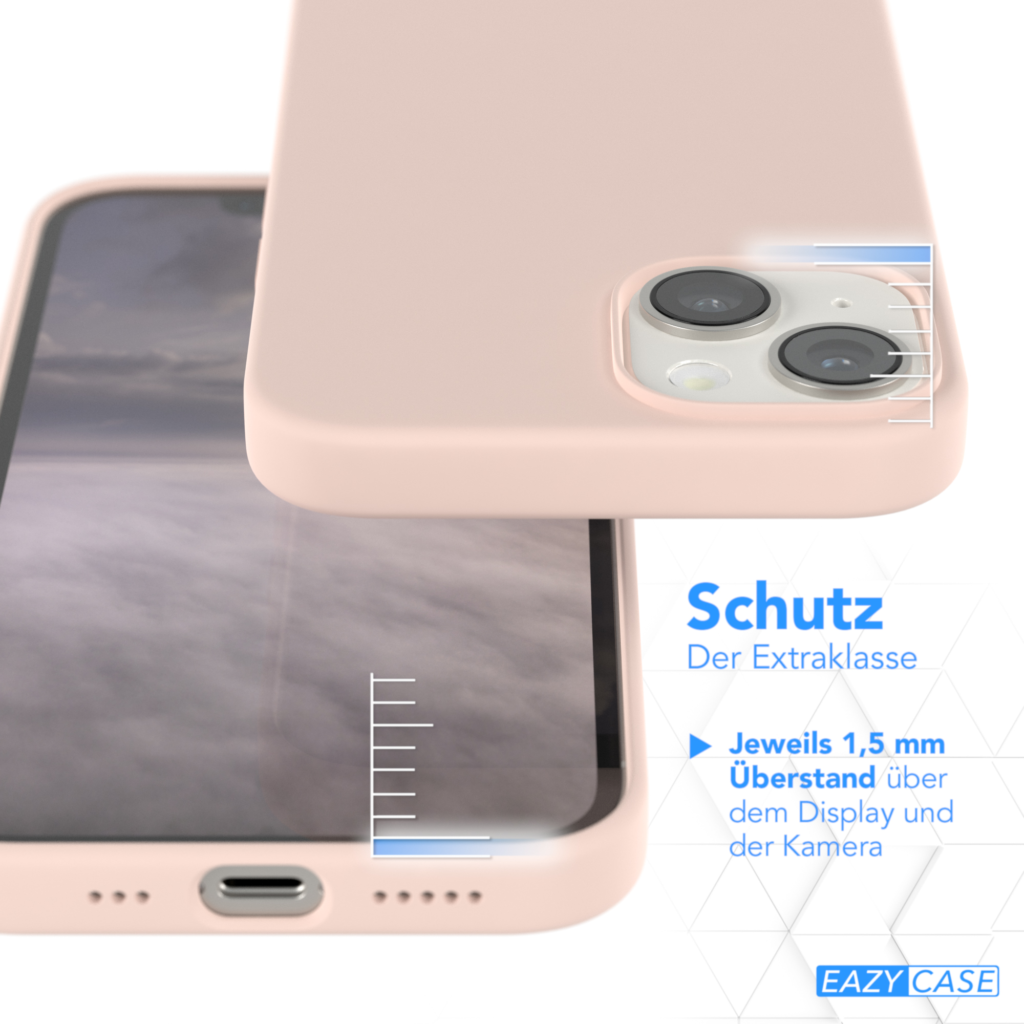 EAZY CASE Premium Silikon Handycase MagSafe, Apple, Braun iPhone mit 14, Backcover, Rosa