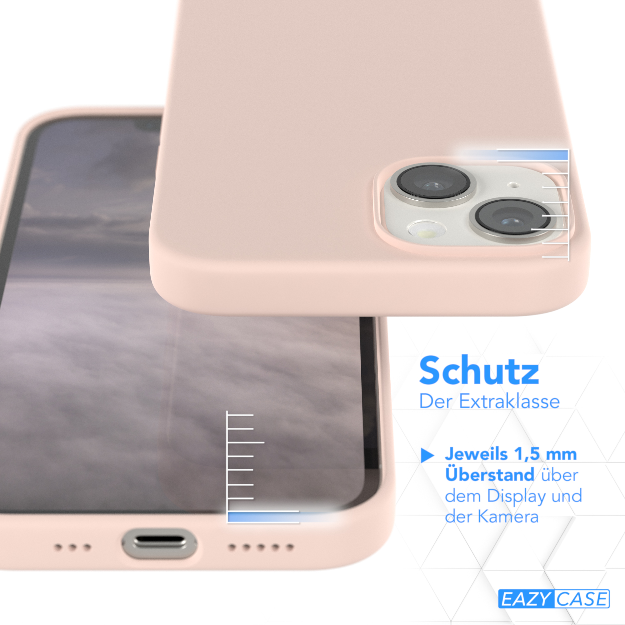 Eine rosa Handyhülle mit einem Telefon darin. Die Hülle schützt das Telefon.