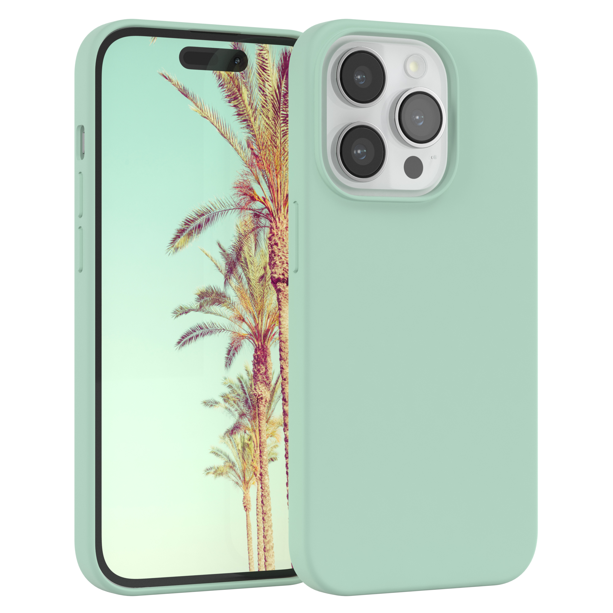 EAZY CASE Premium Backcover, Silikon Handycase, Grün Apple, iPhone Mint Pro, 14