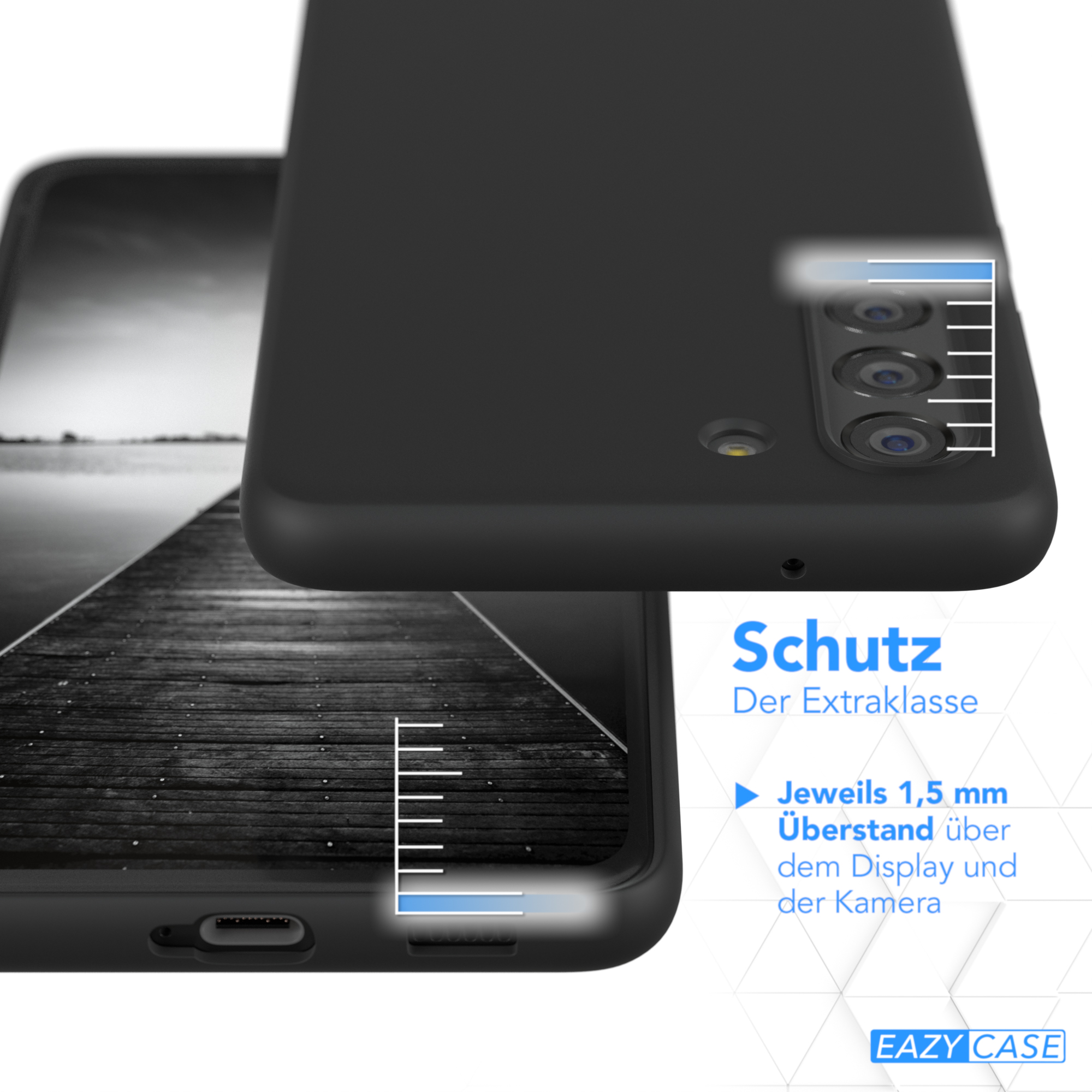 EAZY CASE Premium Silikon FE Handycase, Samsung, Schwarz S21 5G, Galaxy Backcover