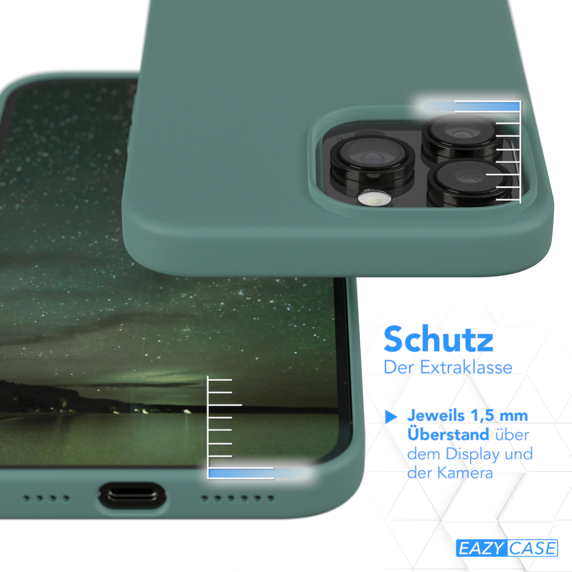 Pro EAZY Dunkelgrün CASE Premium Silikon iPhone Backcover, 14 Apple, Max, Handycase,