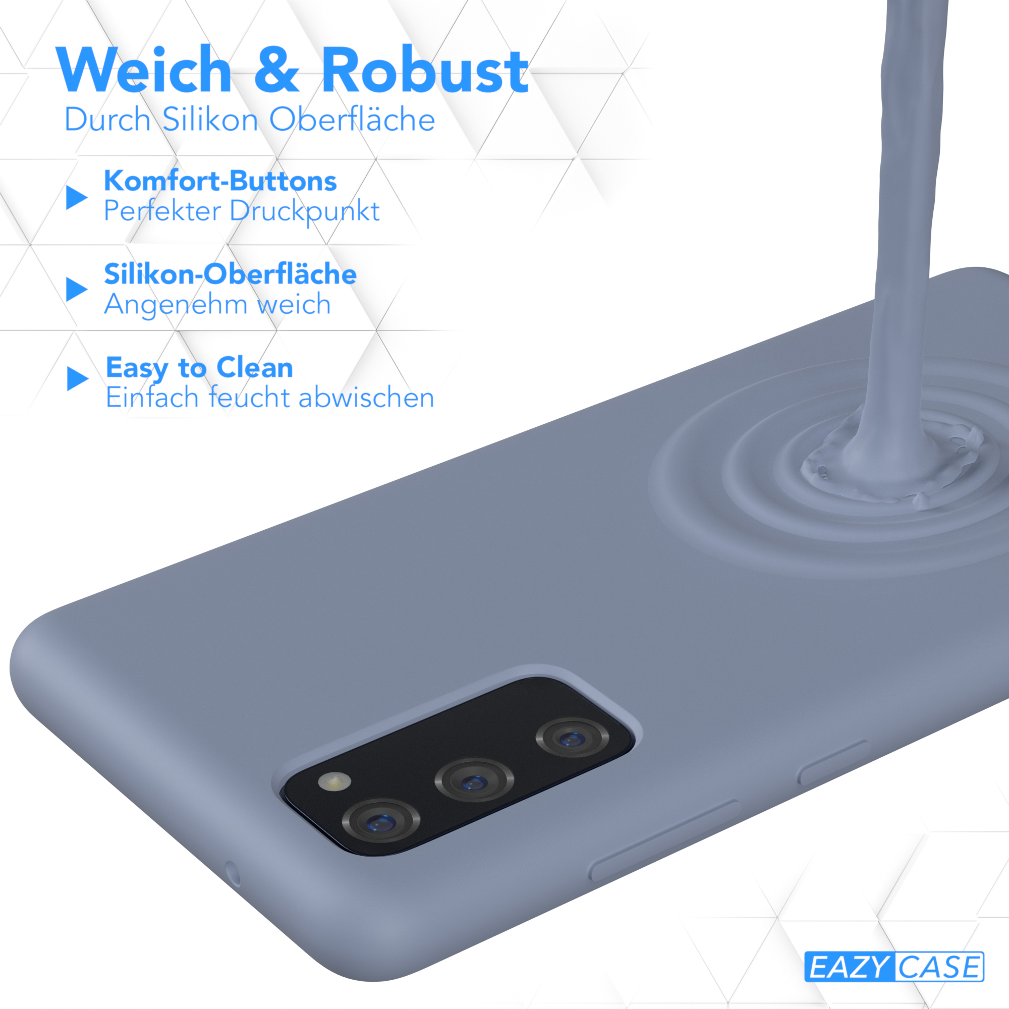 Handyhülle, in die Flüssigkeit gegossen wird. Eigenschaften: Soft-Touch-Silikon, leicht zu reinigen.