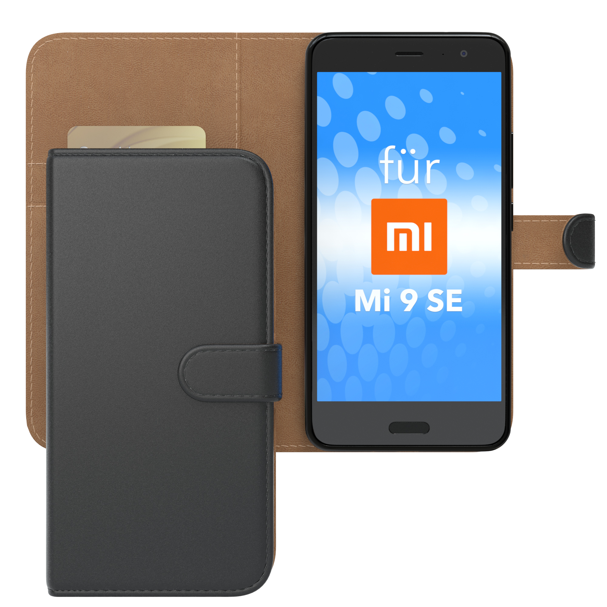 Xiaomi, SE, Bookstyle EAZY Klapphülle Schwarz CASE Kartenfach, mit Bookcover, 9 Mi