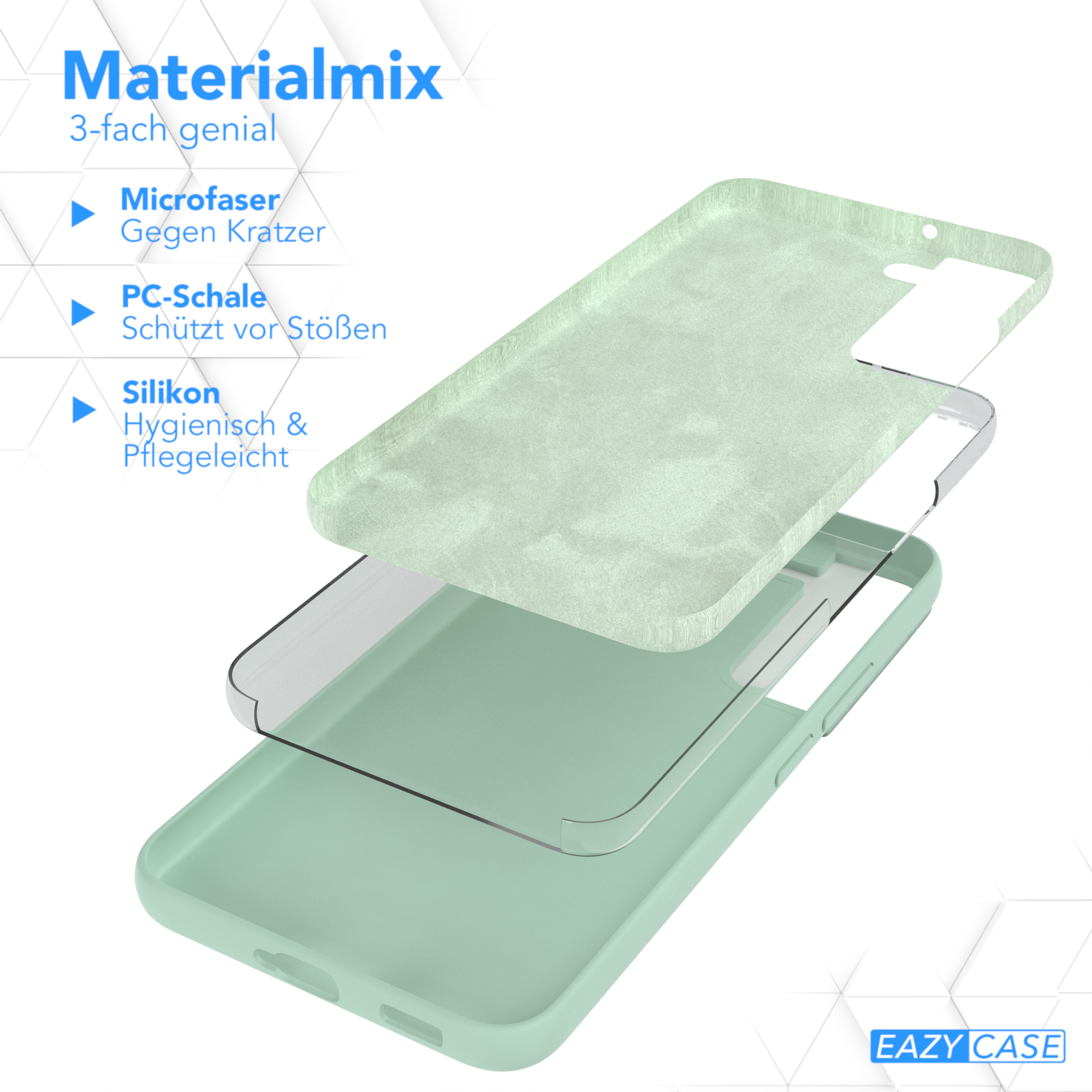 Handyhülle Schichten: Mikrofaser, PC-Schale und Silikon.