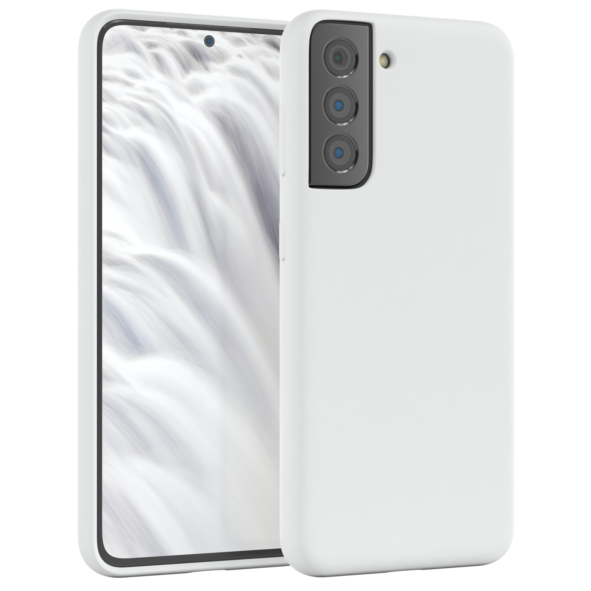 EAZY CASE Premium Silikon Handycase, Galaxy Backcover, S21 Samsung, Weiß 5G